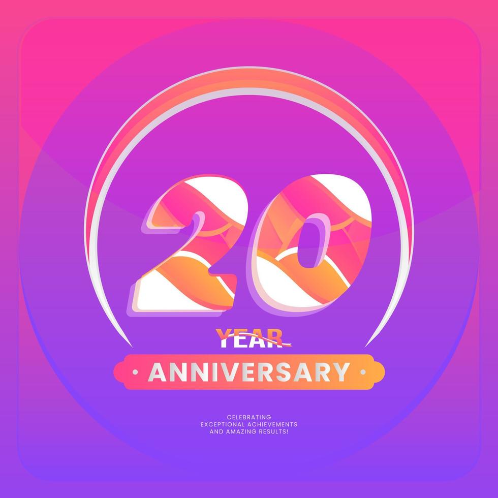 Number 20 vector logos for Anniversary Celebration Isolated on Violet background, Vector Design for Celebration, Invitation Card, and Greeting Card.