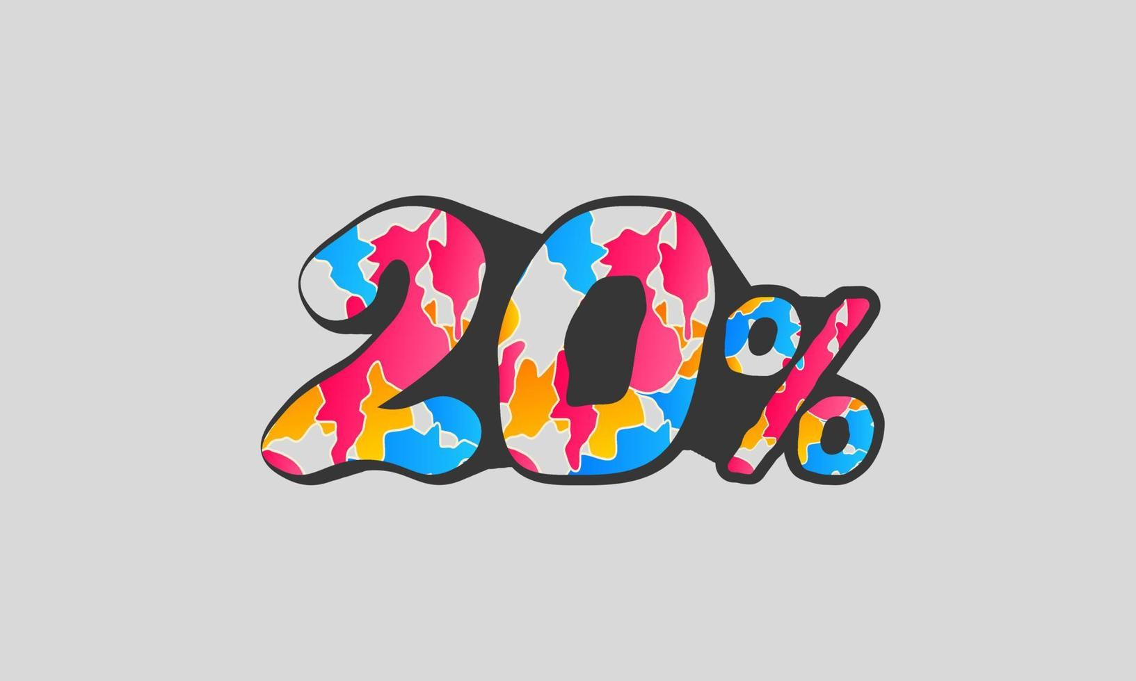 20 percent design with abstract red yellow blue colors, vector