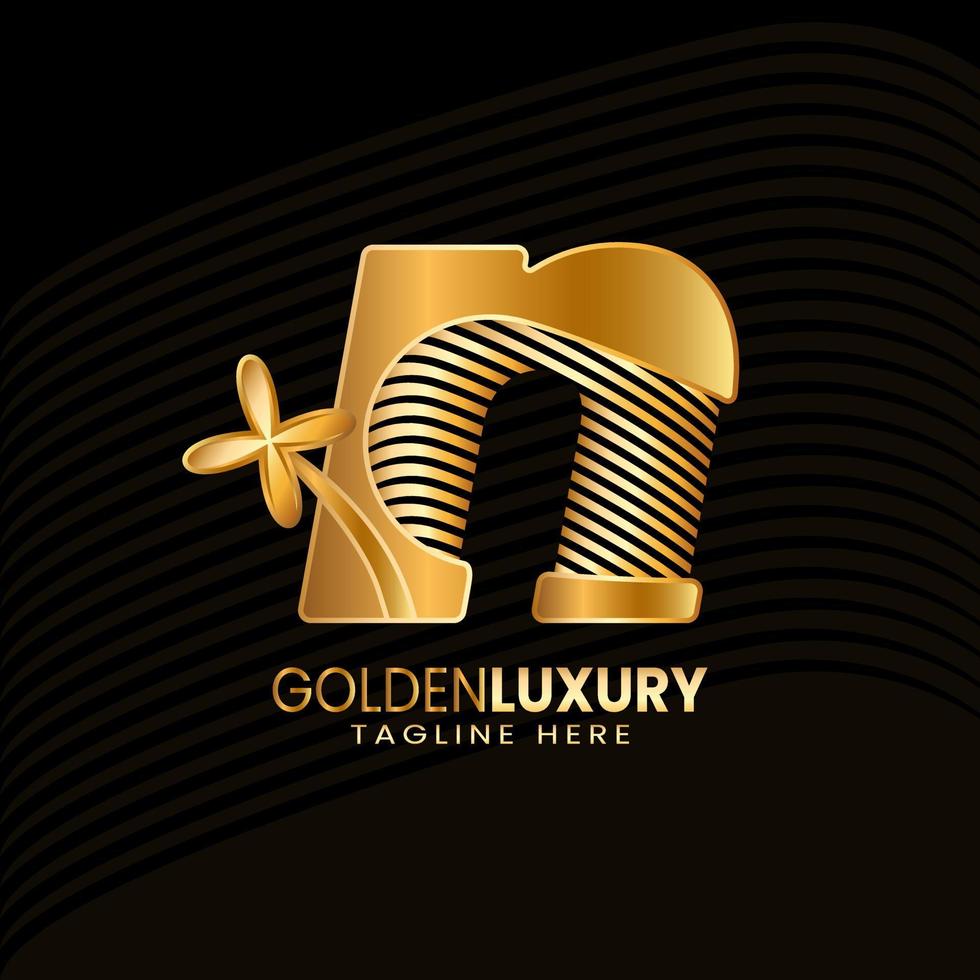 Letter N Luxury Decorative Alphabetic. Golden Flower Luxury Logo Pro Vector. vector