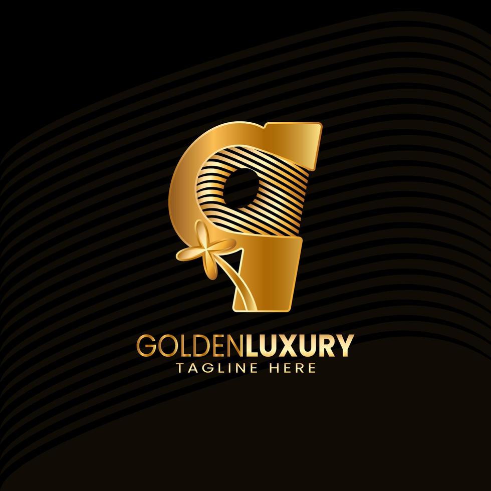 Letter Q Luxury Decorative Alphabetic. Golden Flower Luxury Logo Pro Vector. vector