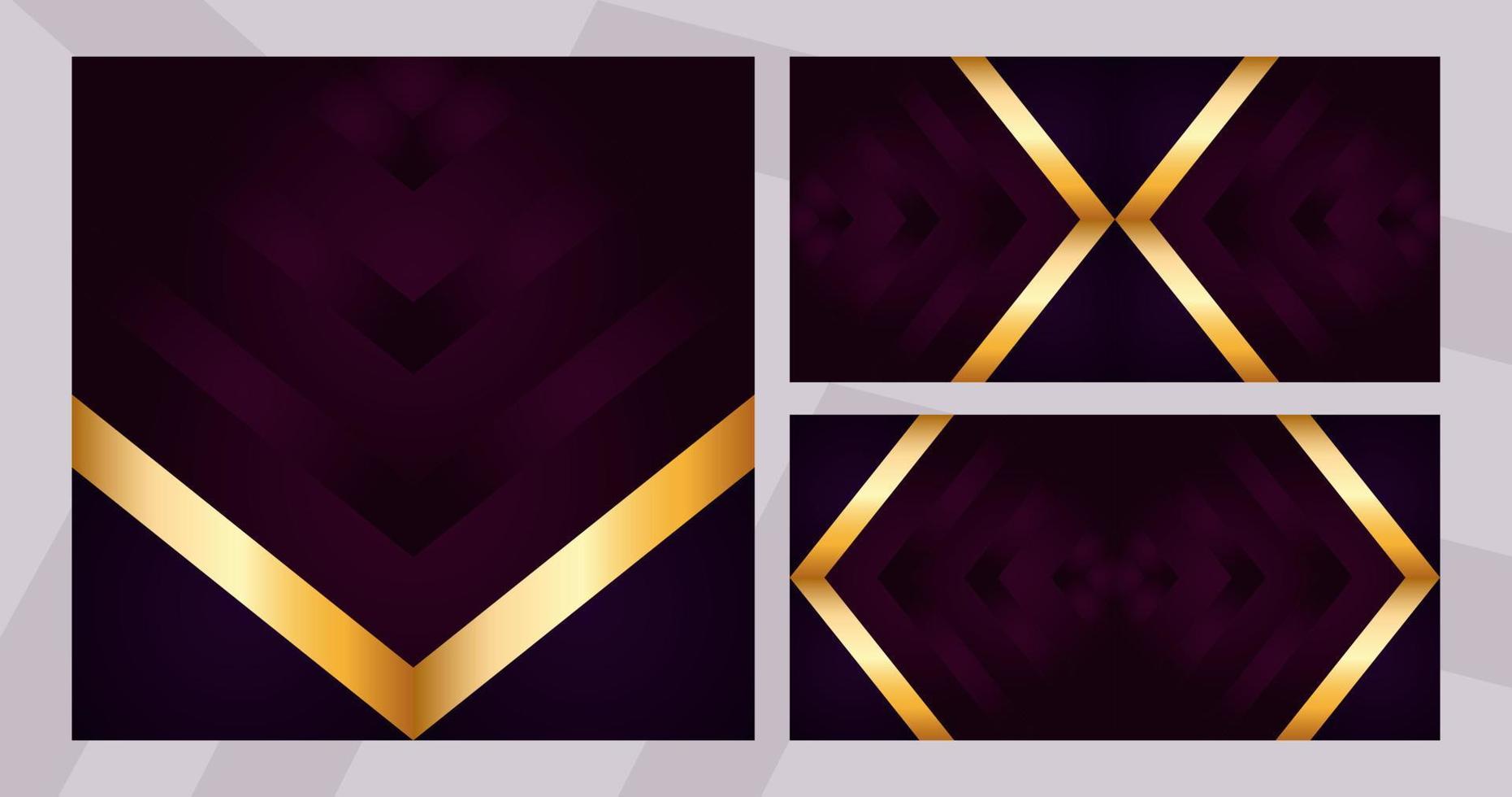 Golden luxury background set on dark overlap violet colors. Modern design Vector illustration.