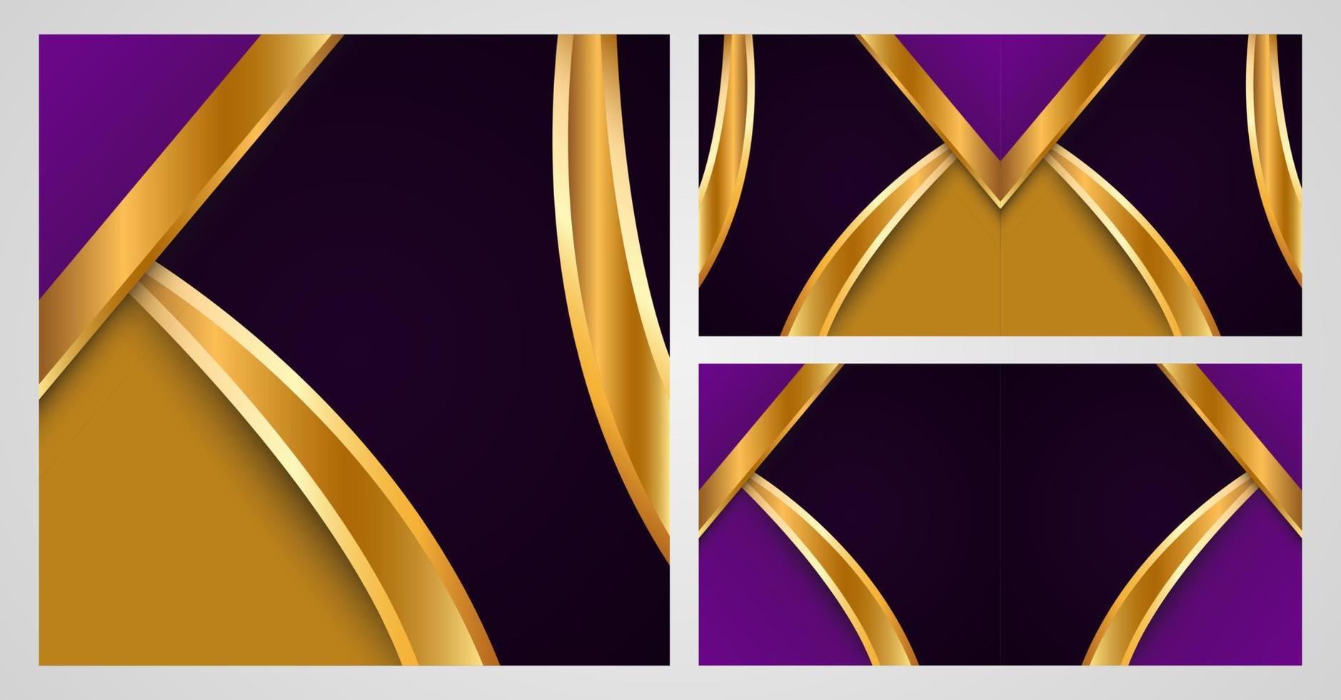 Golden luxury background set on dark overlap violet colors. Modern design Vector illustration.