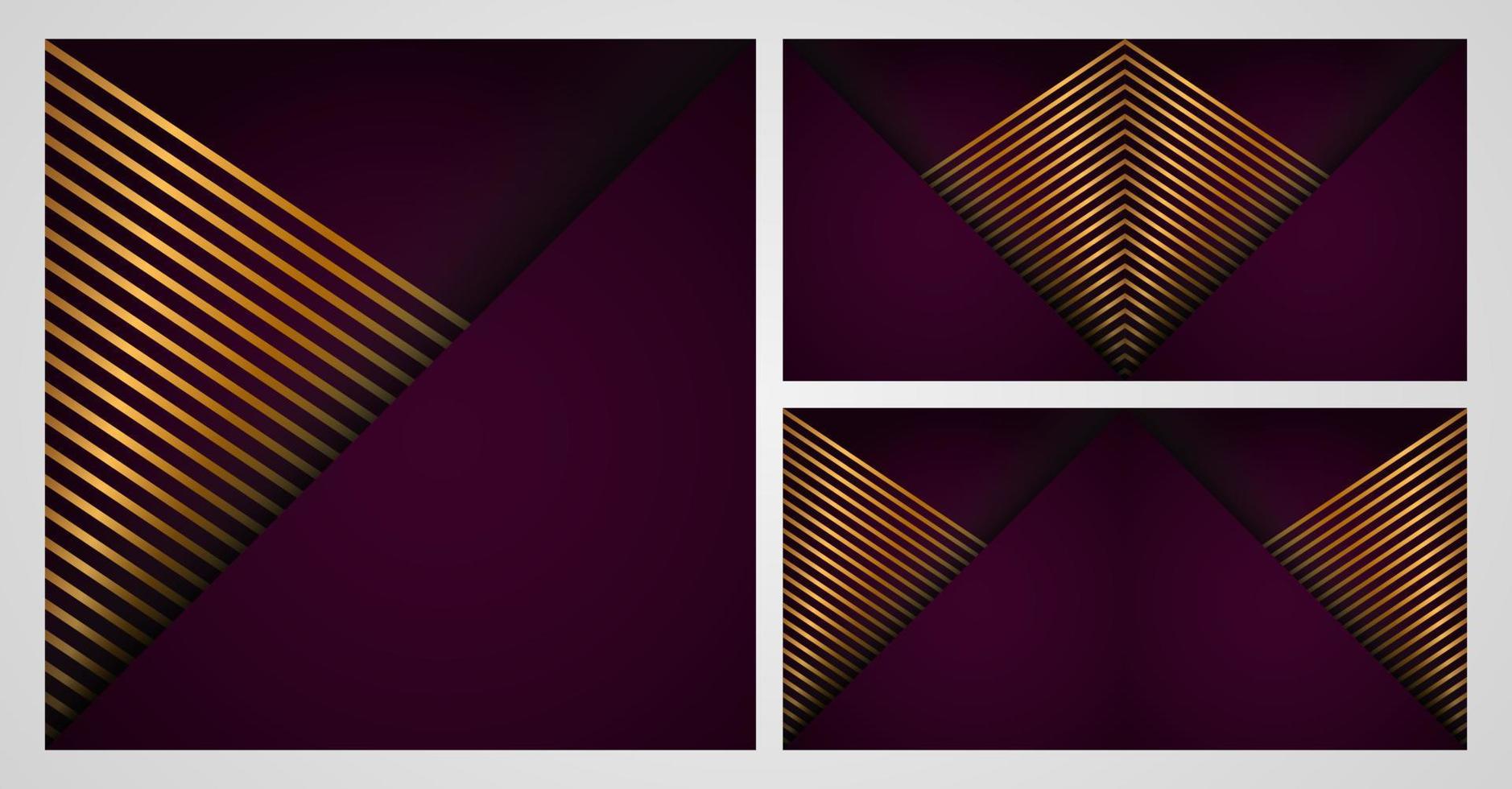 Golden luxury background set on dark overlap violet colors. Modern design Vector illustration.