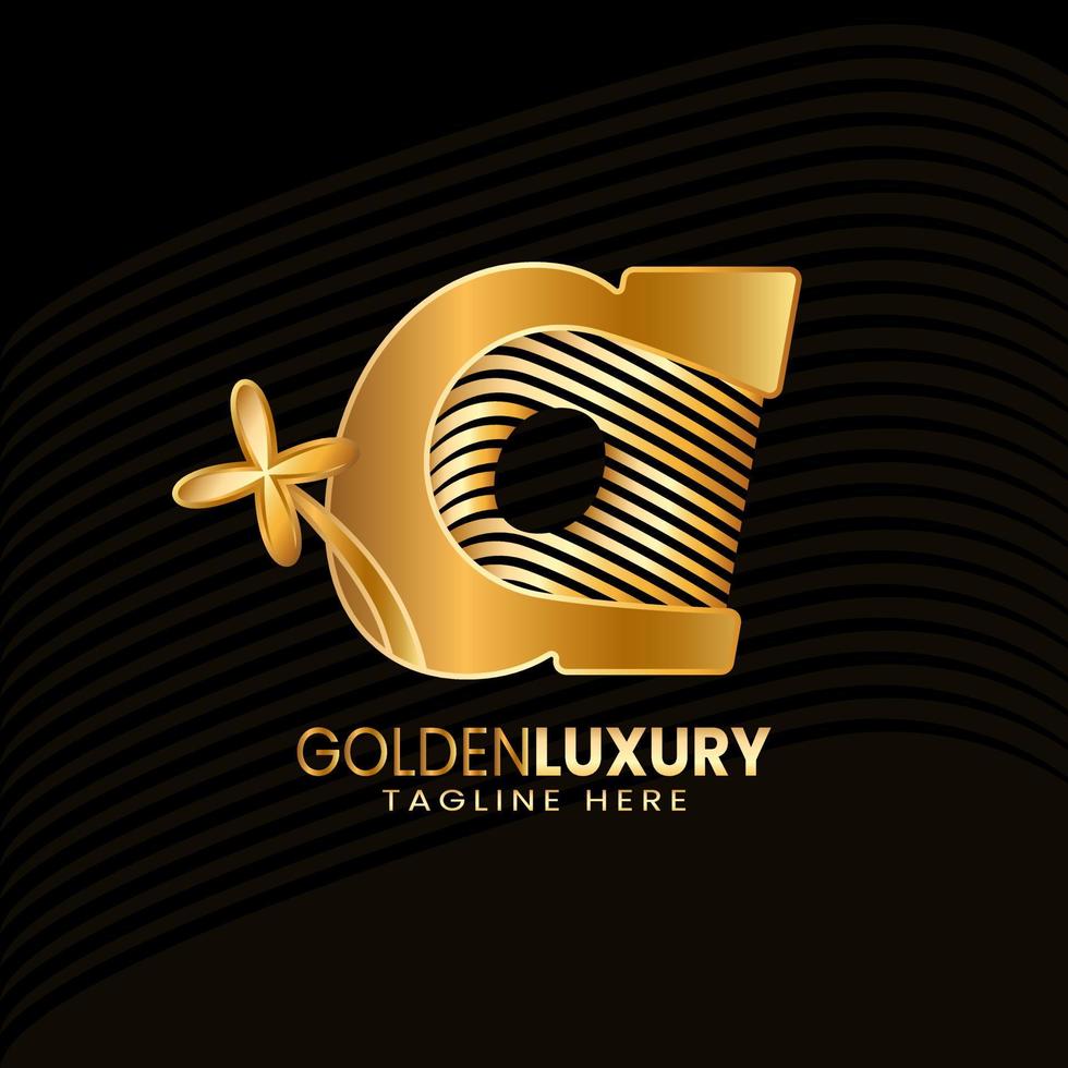 Letter A Luxury Decorative Alphabetic. Golden Flower Luxury Logo Pro Vector. vector