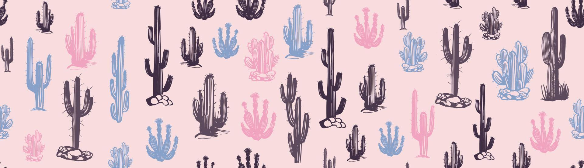 conjunto de cactus ilustraciones dibujadas a mano, vector