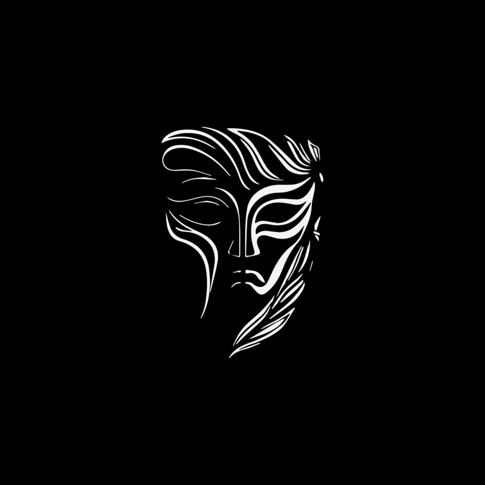 mask of the ancient Greek god. Vector illustration on a black background.