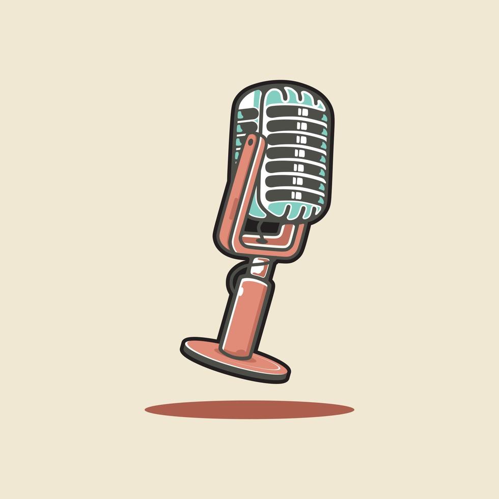 An illustration of a vector microphone showcases a modern and high-tech design. The microphone has a sleek and streamlined shape, with smooth curves and clean lines.