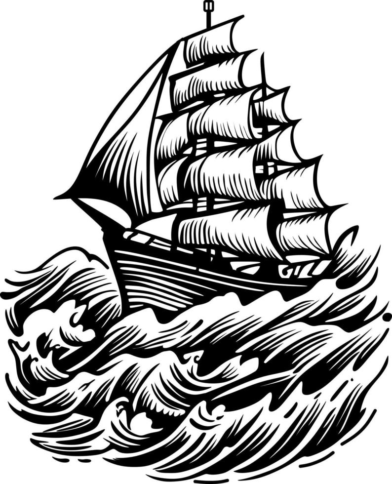 depiction of a boat sailing on water made using vector graphics