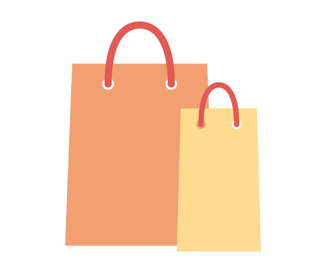 Shopping bag icon. Commerce bag, colorful paper bag. Vector flat illustration