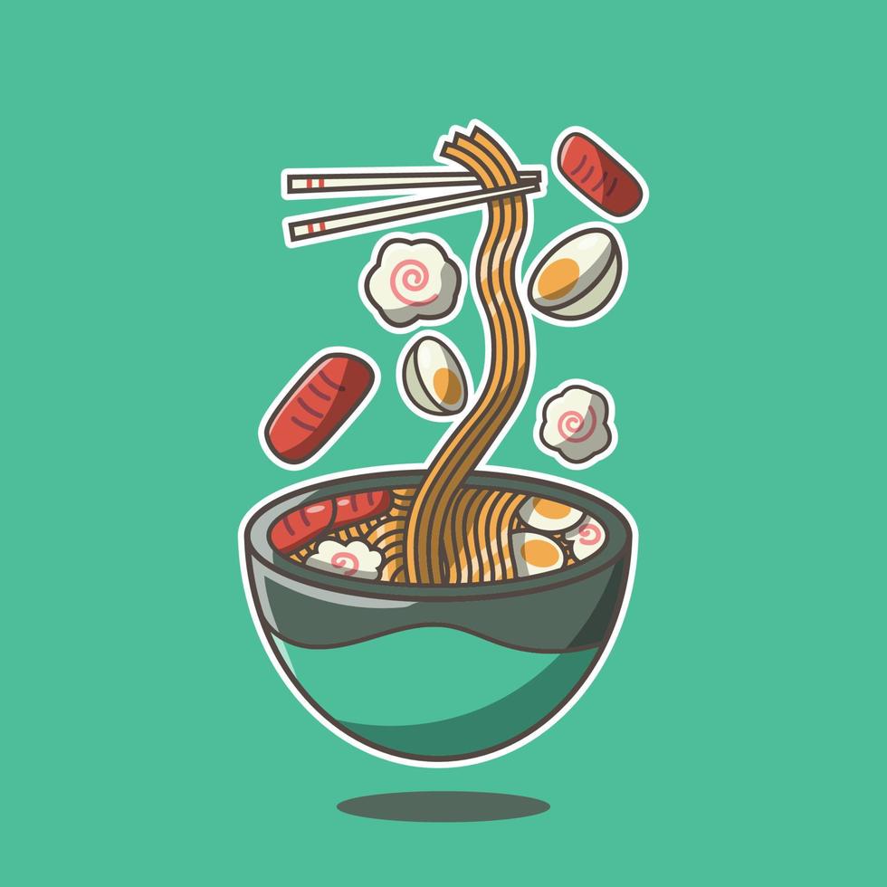 caliente ramen ilustración vector