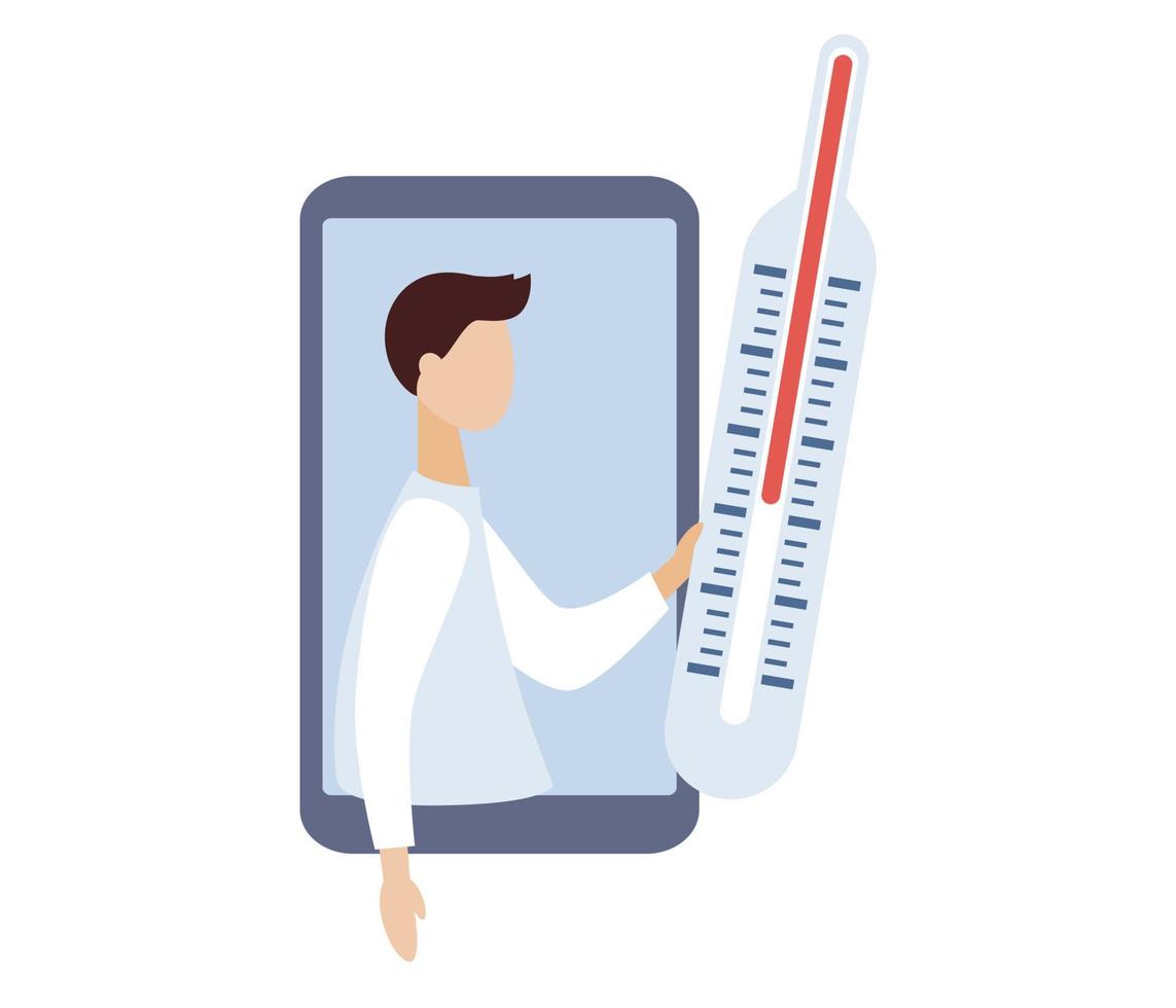 Online doctor consultation icon. Medical support in smartphone app. Vector flat illustration