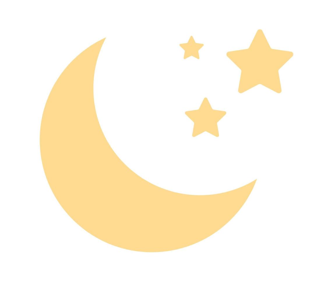 Moon with stars icon. Night sign. Vector flat illustration
