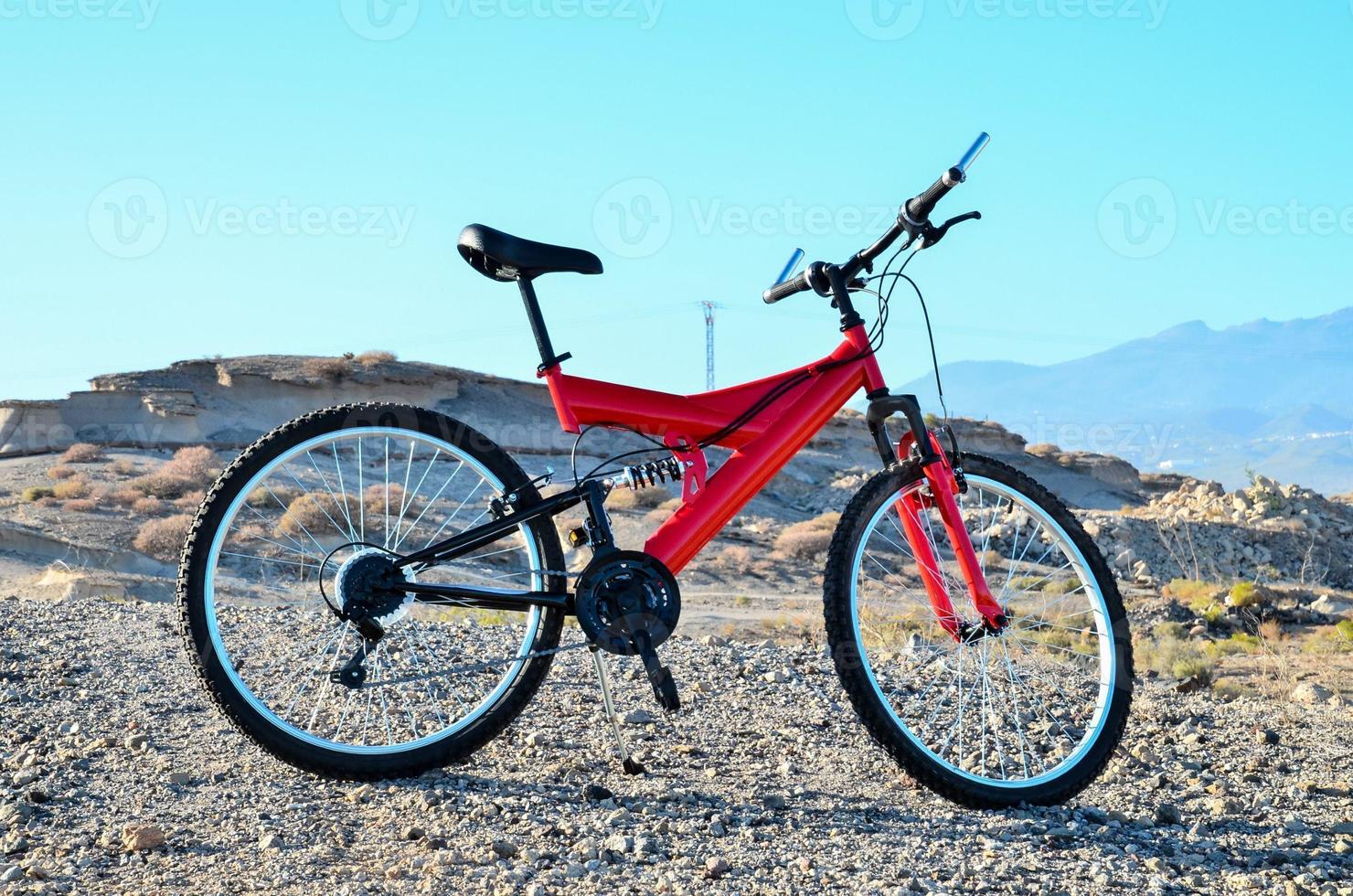 Red mountain bicycle photo