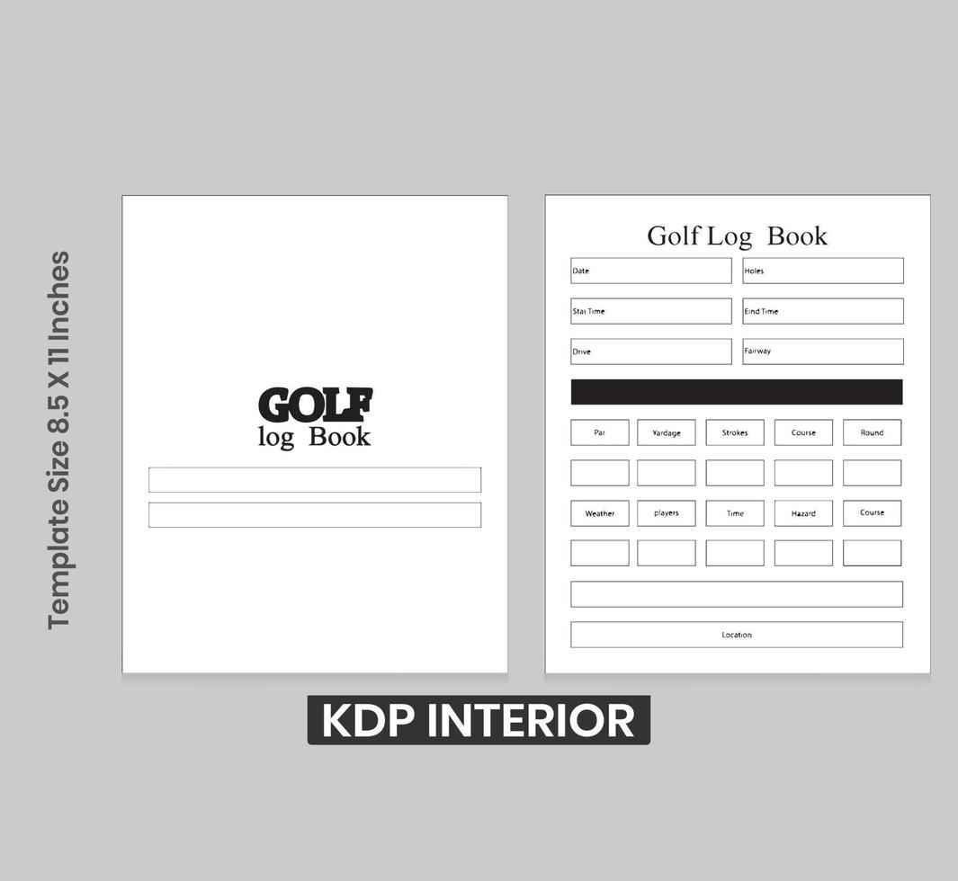 golf Iniciar sesión libro diario planificador kdp vector