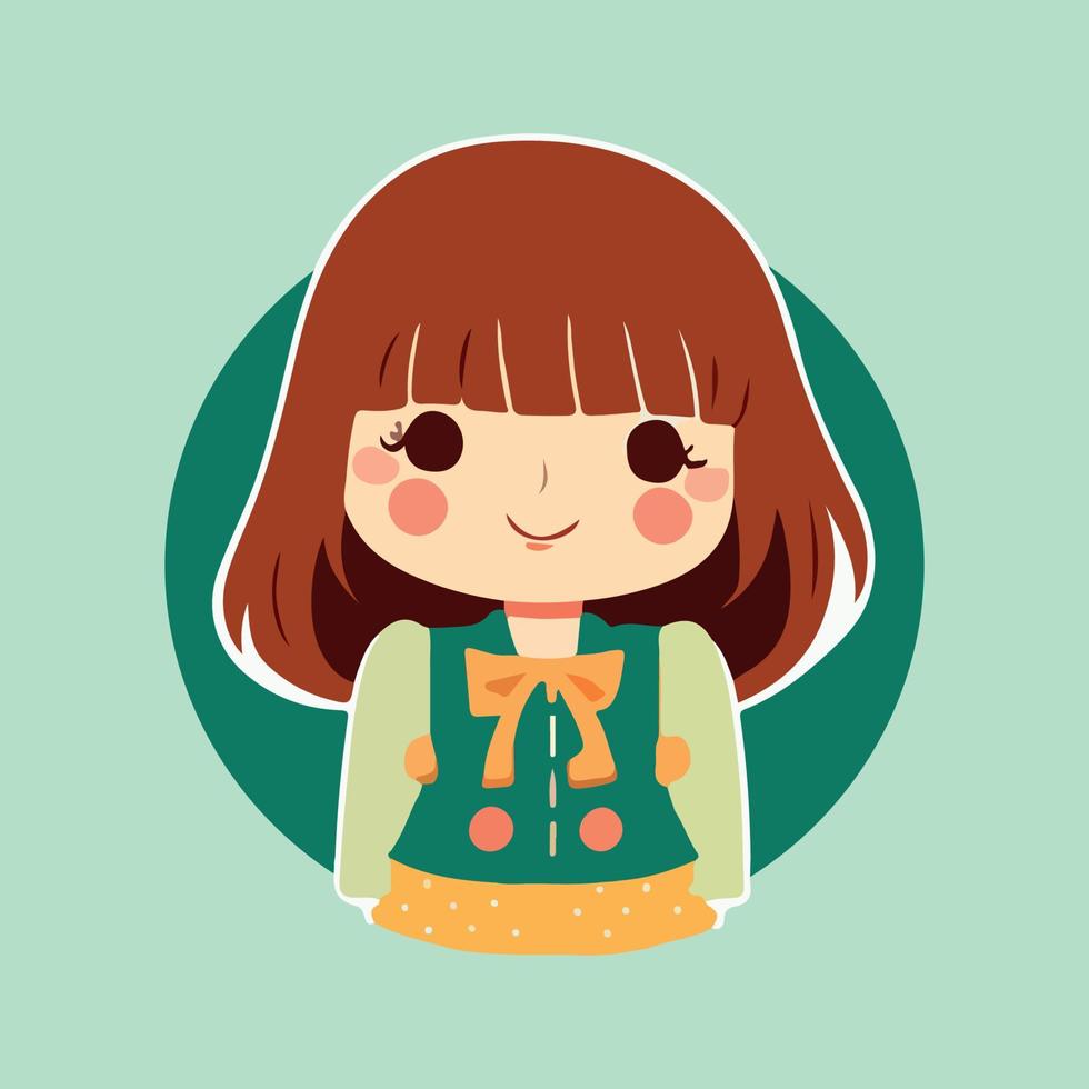 Kawaii girl cartoon style vector illustration