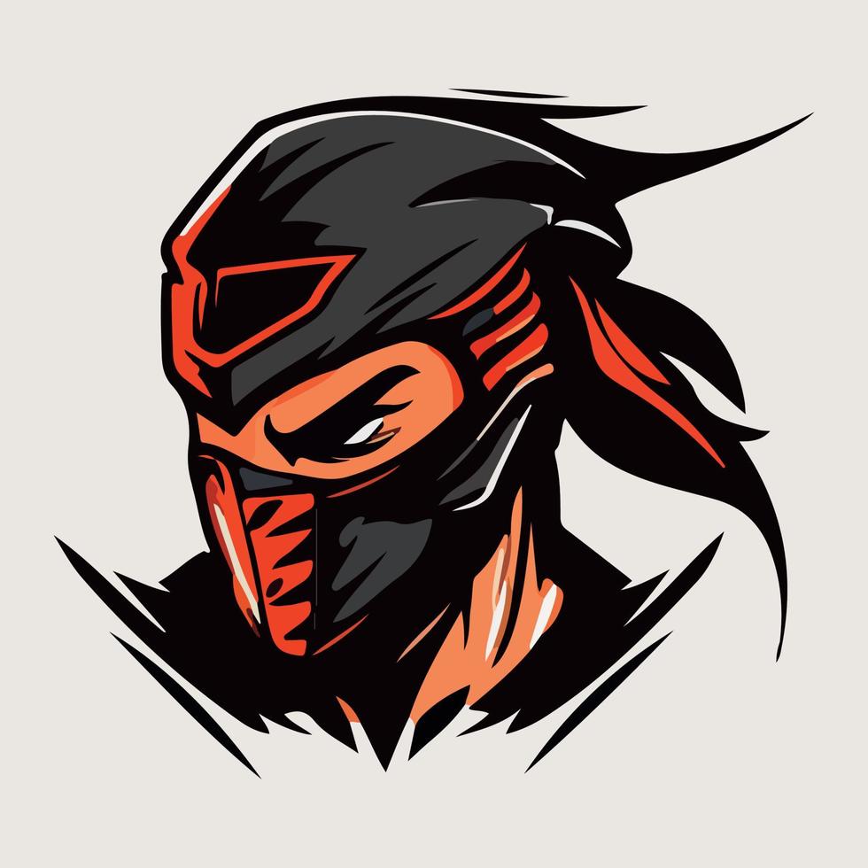 Ninja head mascot esport logo vector illustration with isolated background
