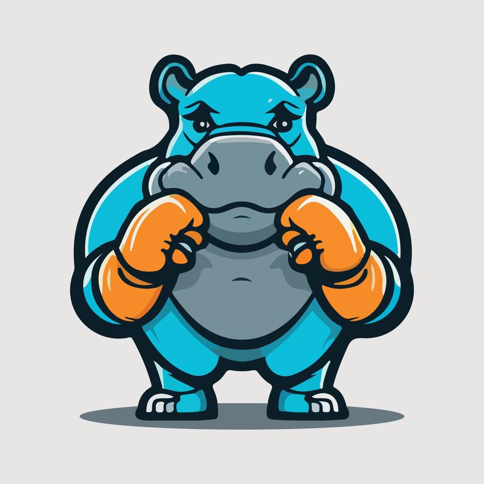 Cute Hippo mascot vector illustration with isolated background