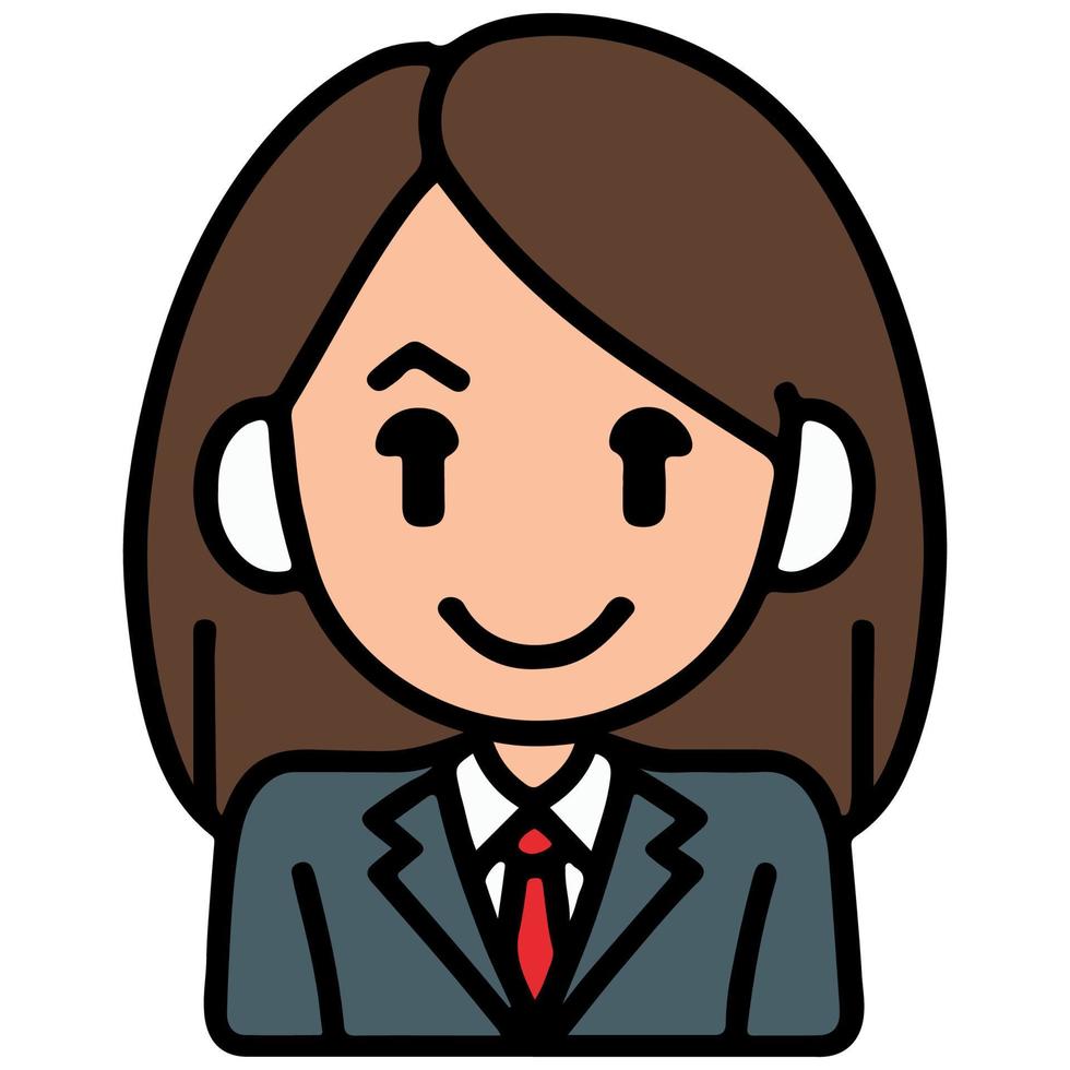 Positive face business woman upper body icon vector illustration