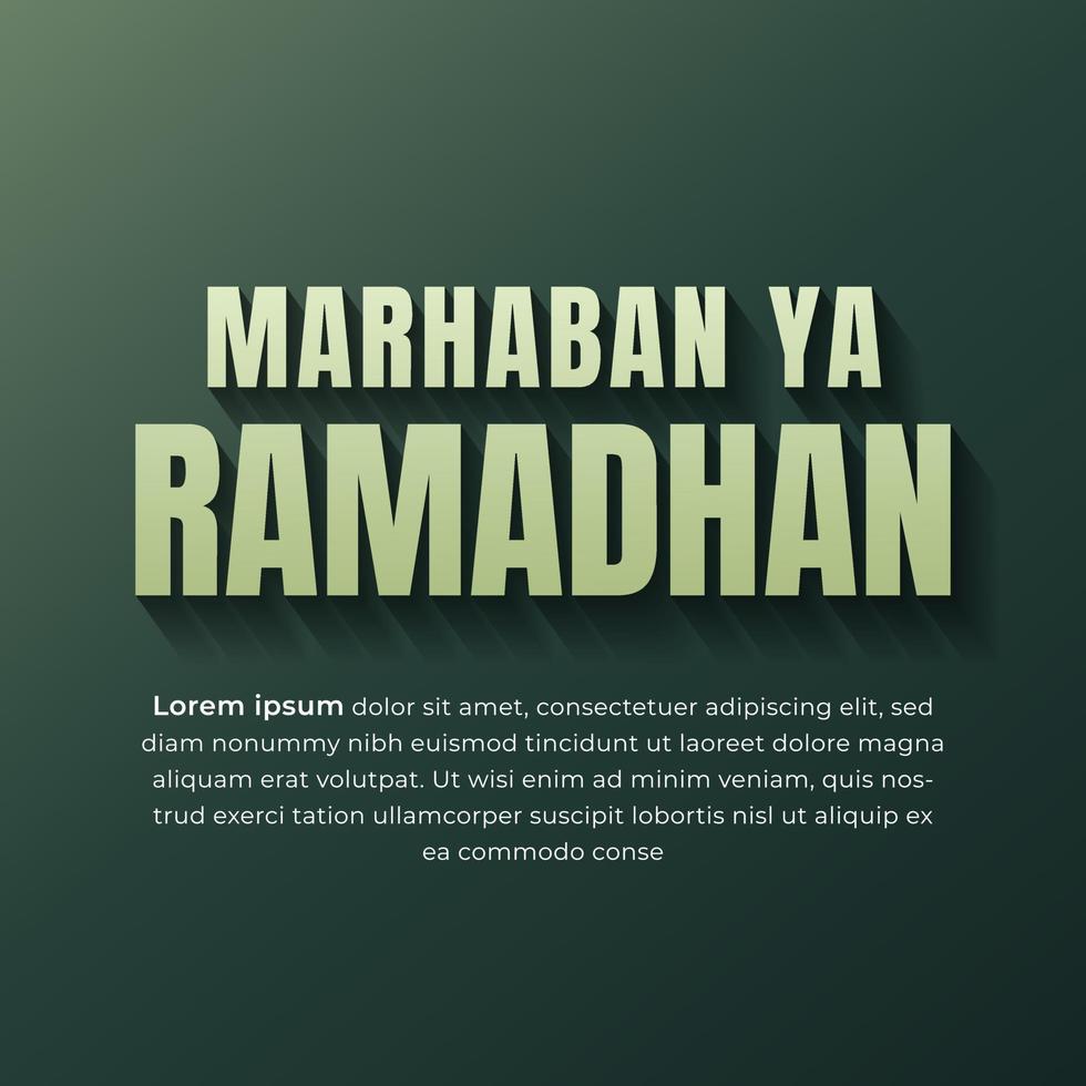 marhaban ya ramadhan saludo 3d texto póster vector