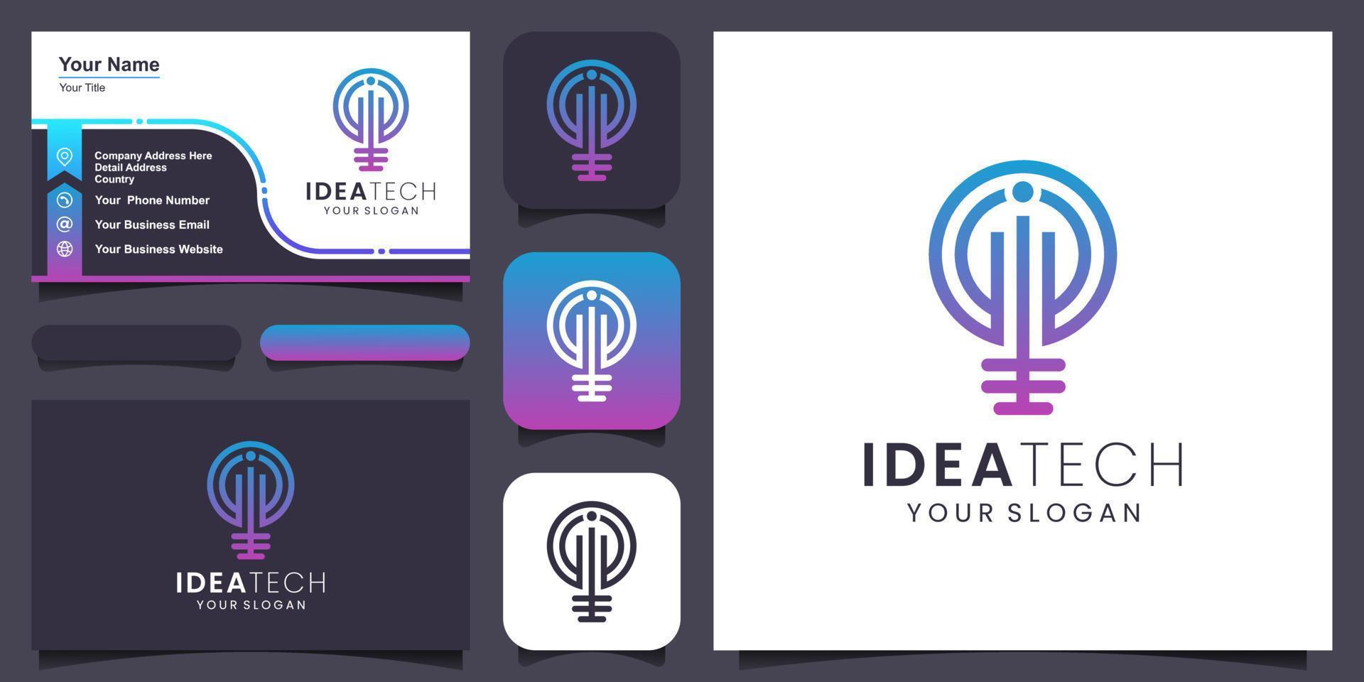 creative Smart bulb lamp logo icon and business card design . vector