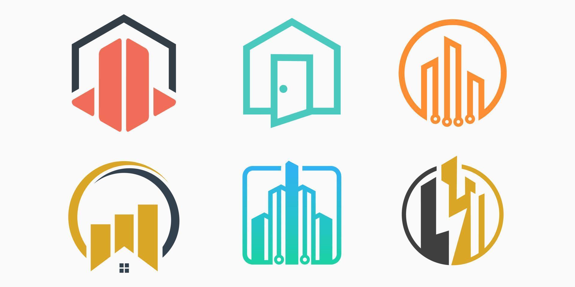 Tech building Logo icon set. Symbol Template Design Vector. Concept construction vector illustration