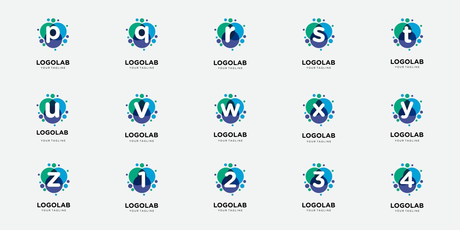 colección logotipo letra con punto y molécula concepto logo modelo. vector