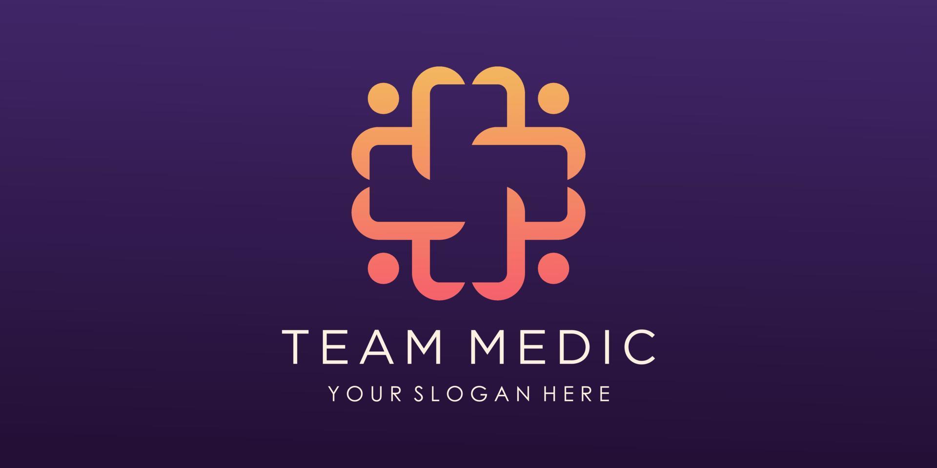 Cross Medical with People combination Logo Design Vector. vector