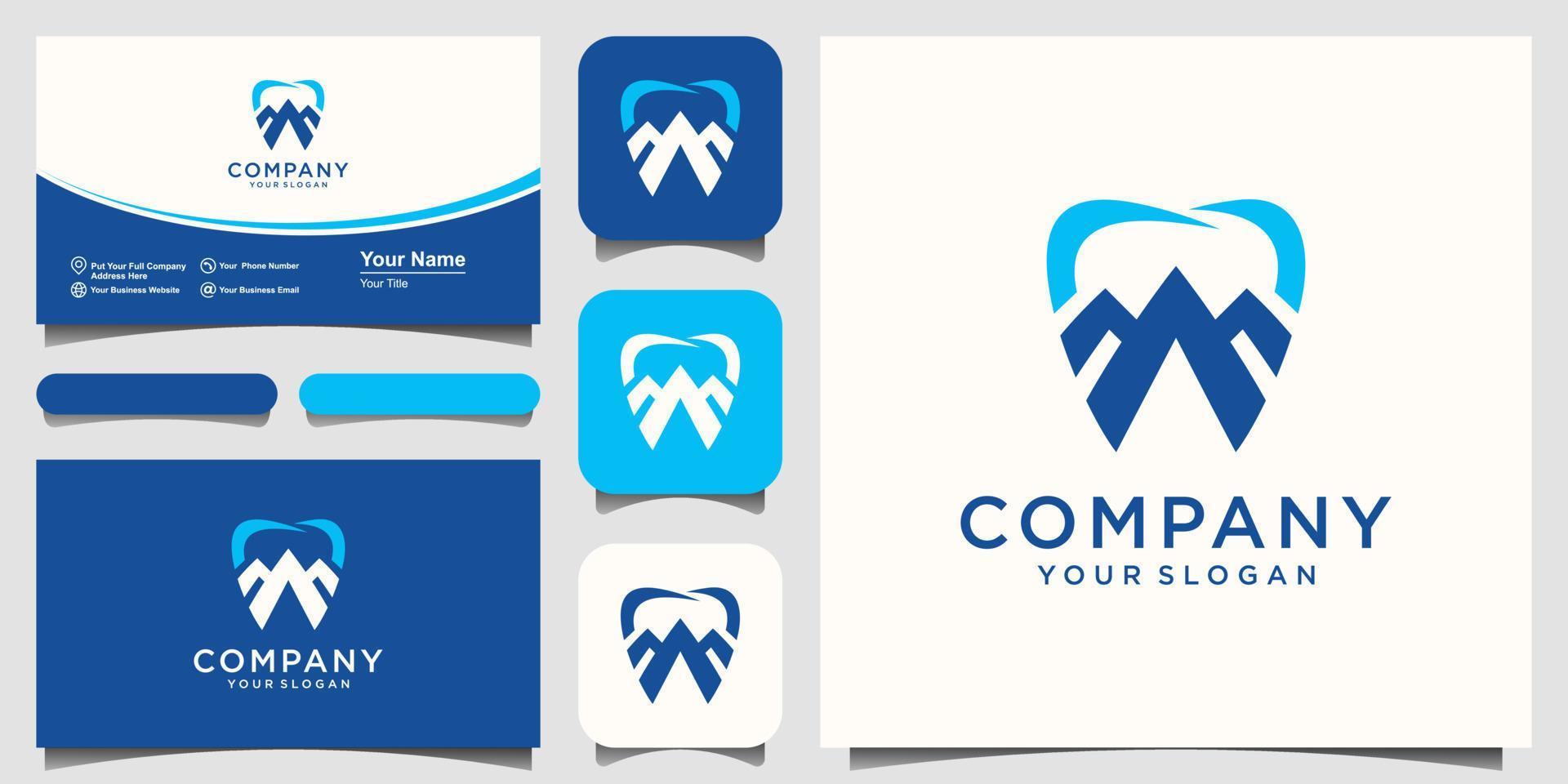 Creative Illustration Simple Mountain on dental sign Logo Design Vector