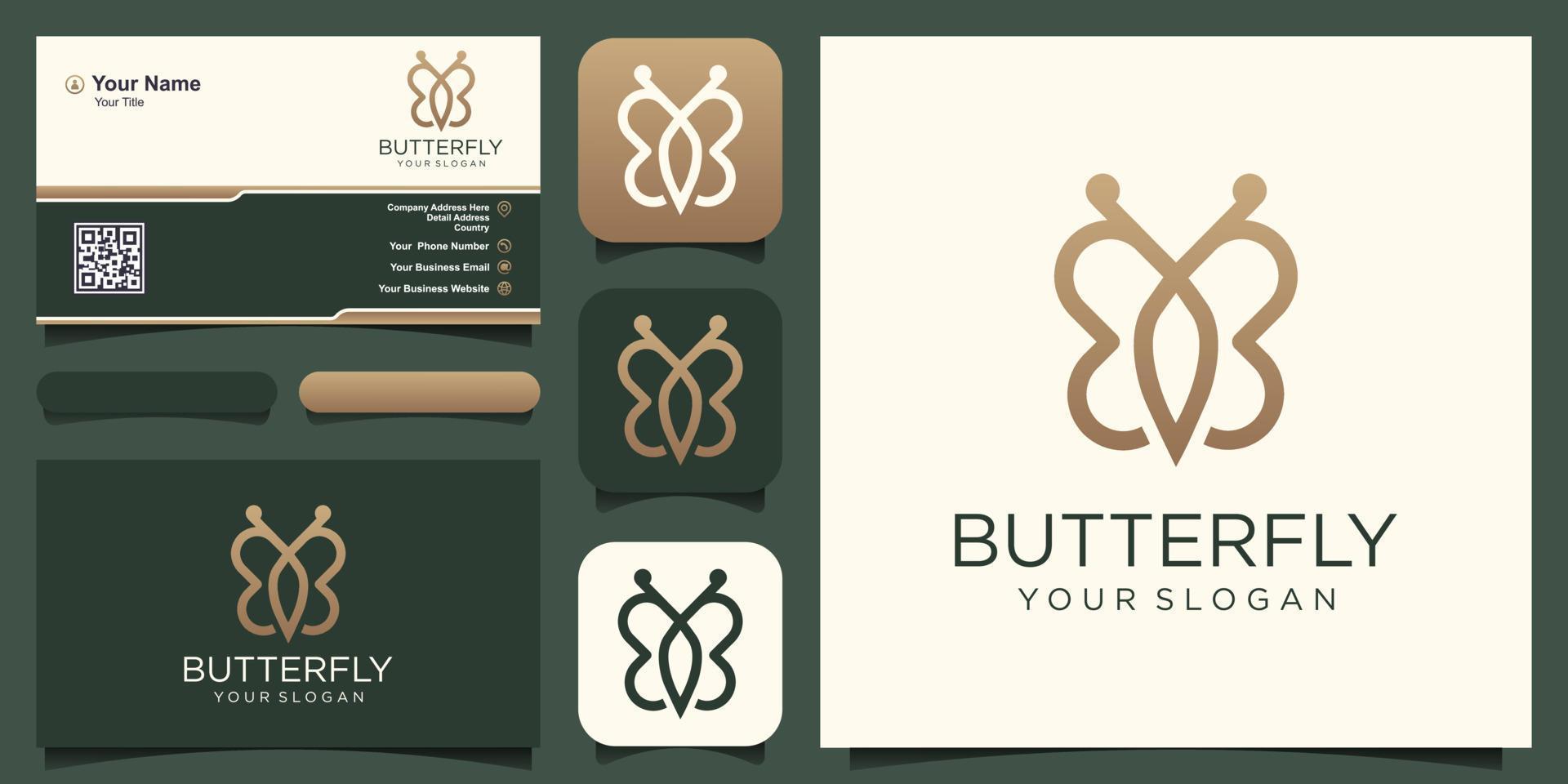 resumen mariposa sencillo vector logotipo línea mínimo universal lujo icono logo.