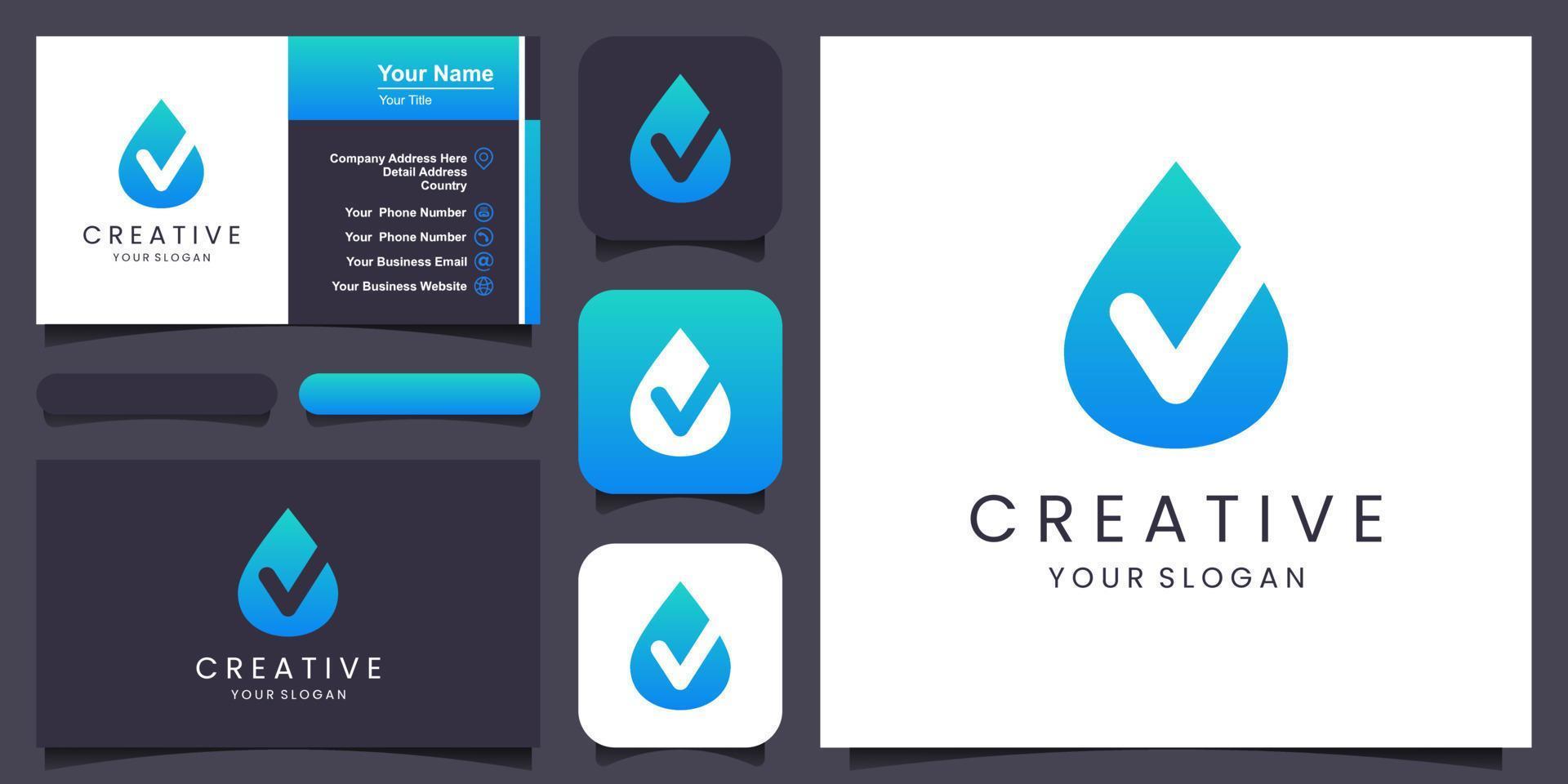 Water Drop with check mark icon Abstract Logo design vector