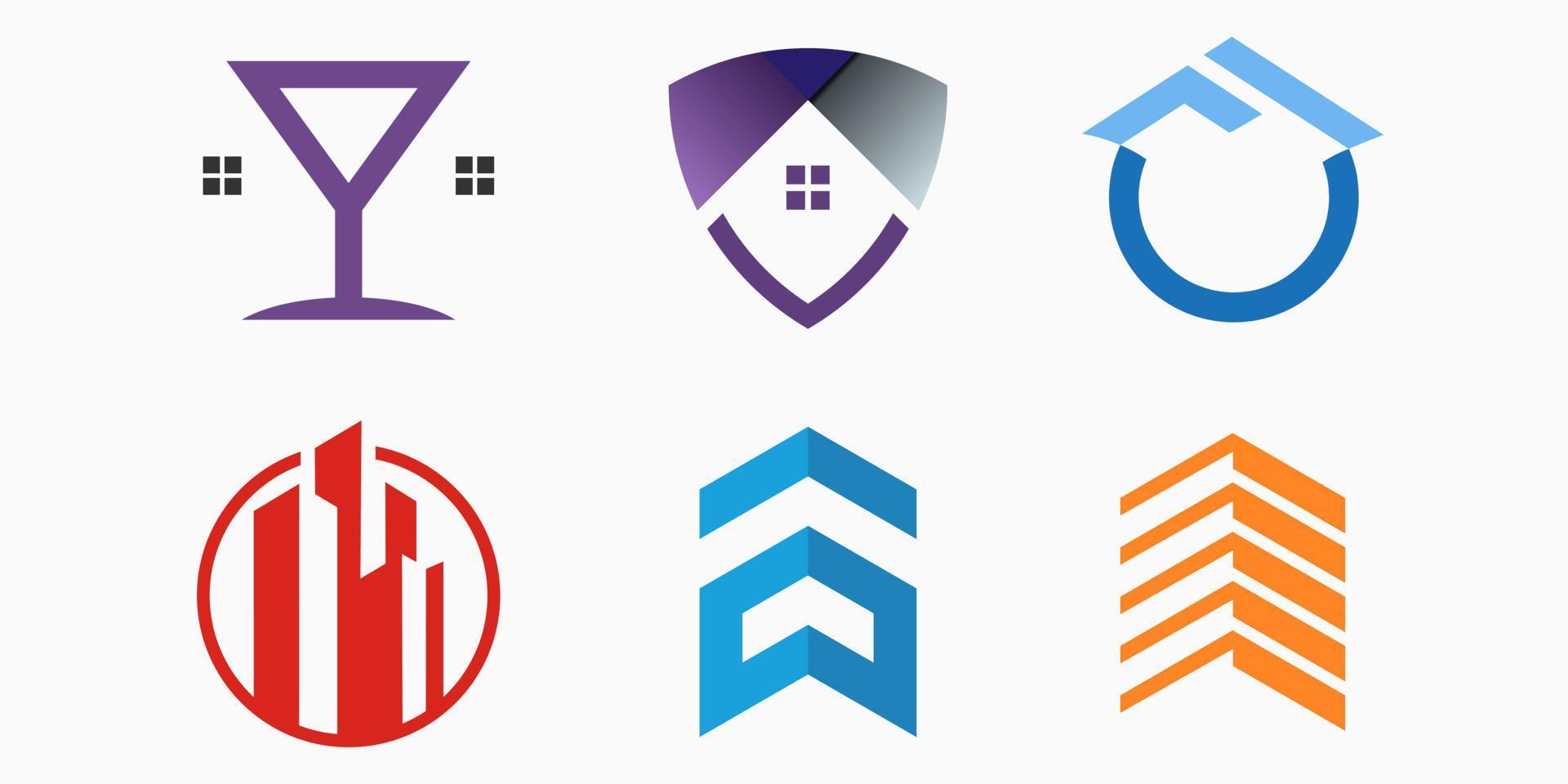 creative building logo icon set. construction vector illustration