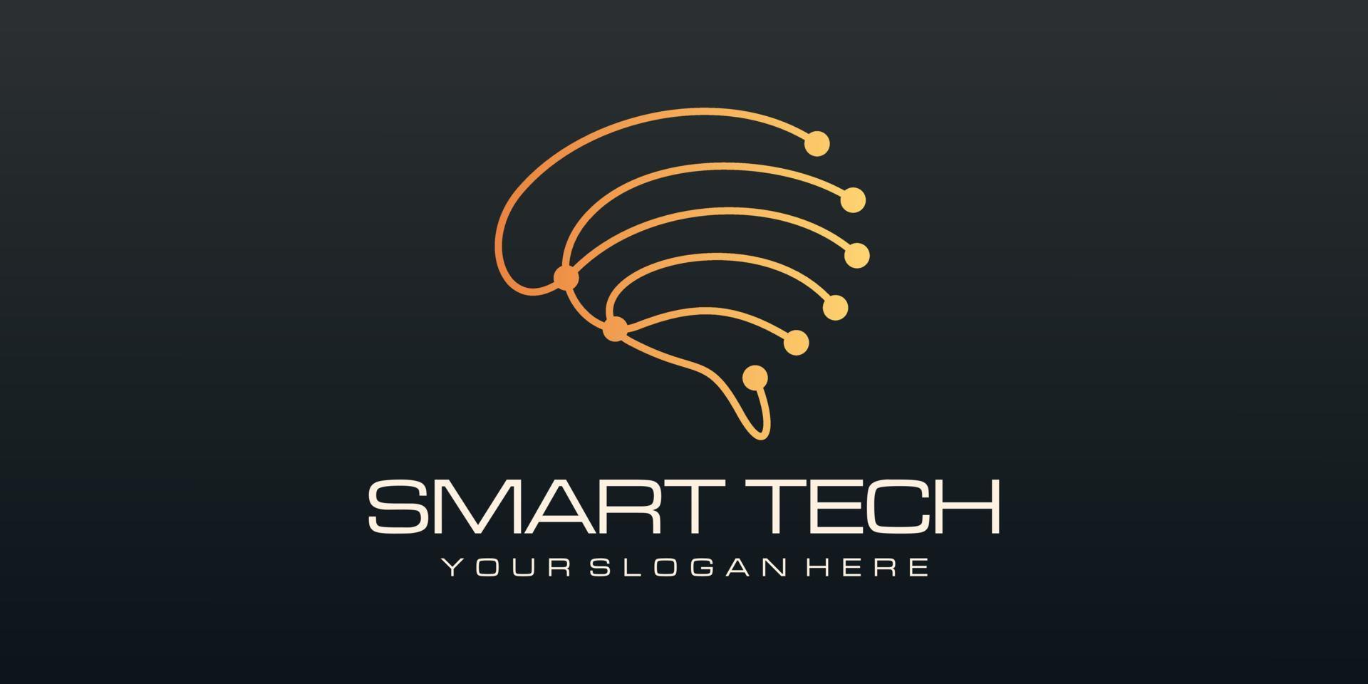 Brain tech logo design. Artificial intelligence and technology logo Vector design