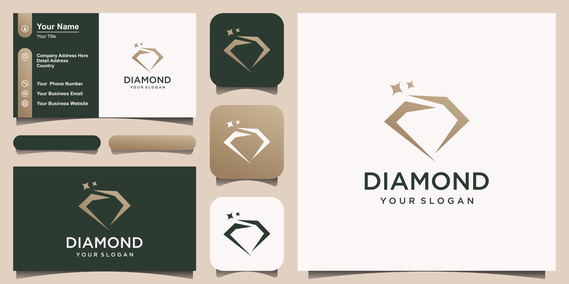 Creative Diamond Logo Design Template and business card design. vector