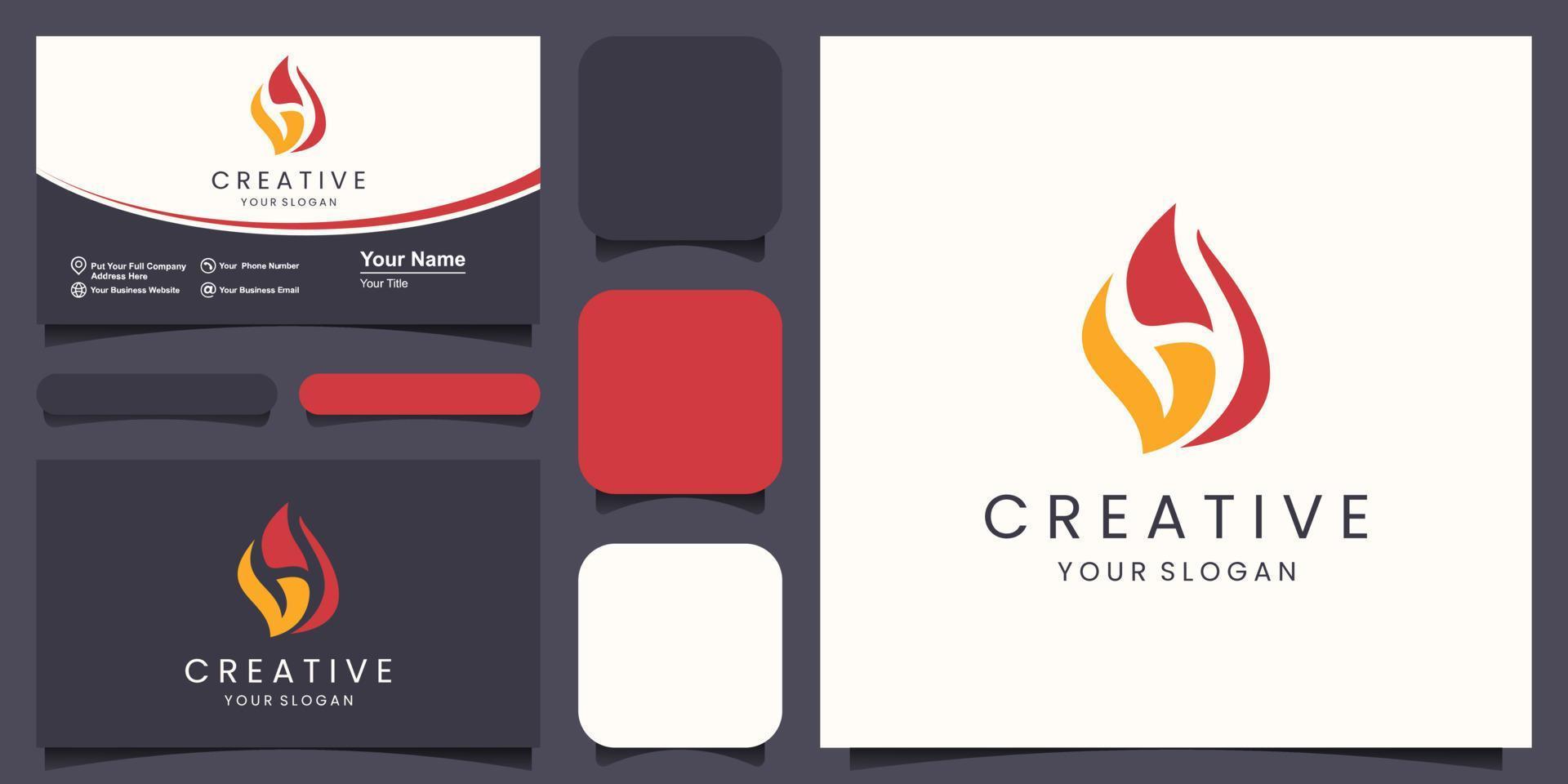 Fire Flame Logo combined with letter H design vector template droplet shape.
