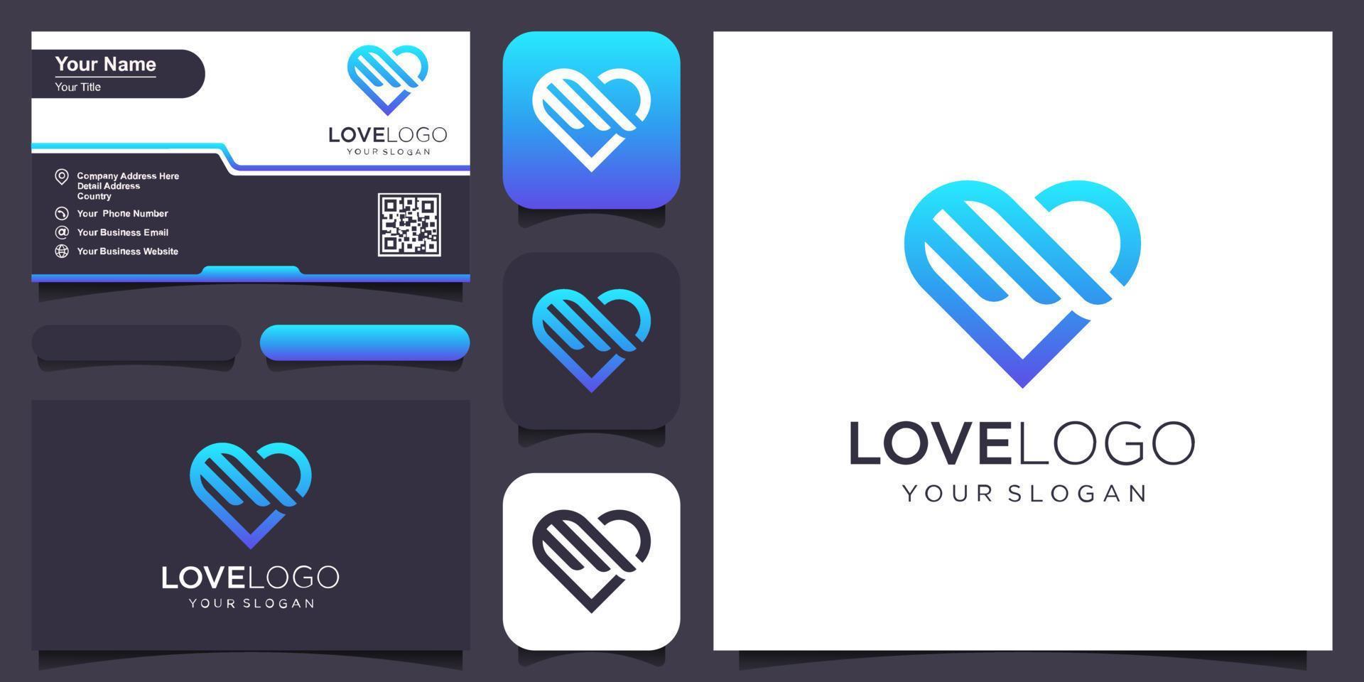 Heart Wings Logo design template vector