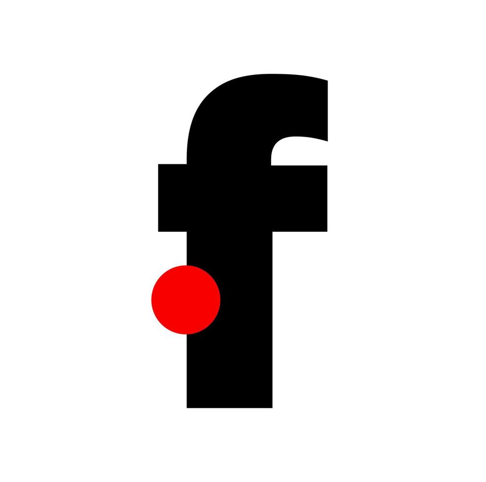 F letter with red dot company monogram. F icon. vector