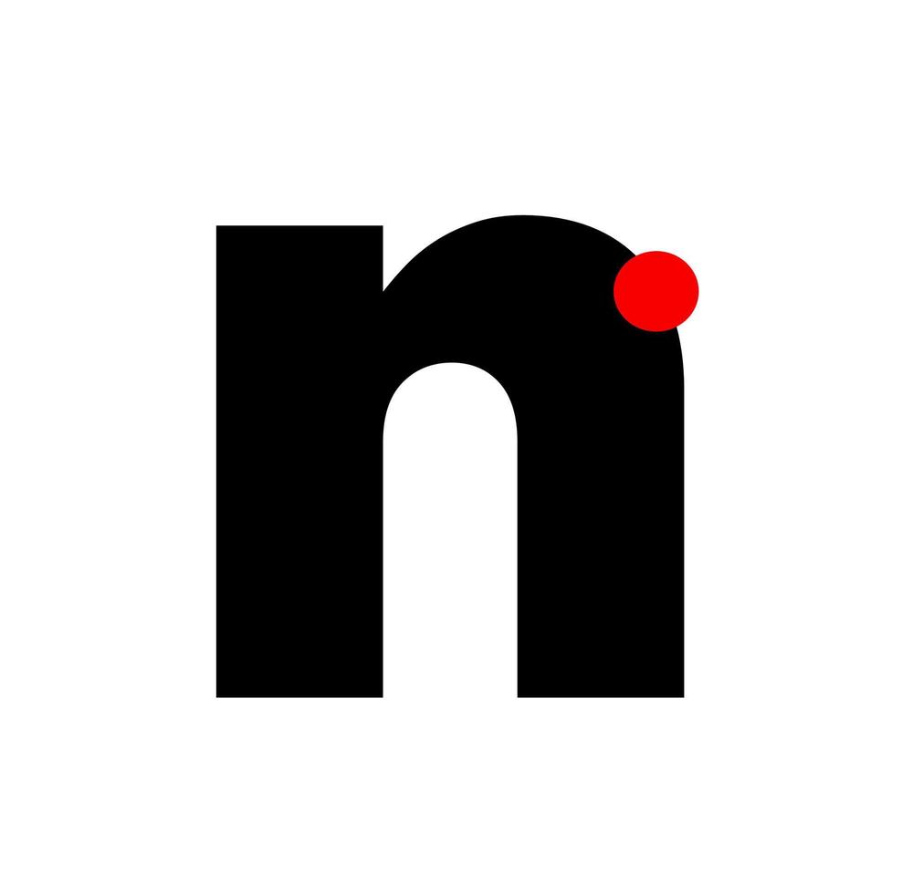 N letter with red dot company monogram. N icon. vector