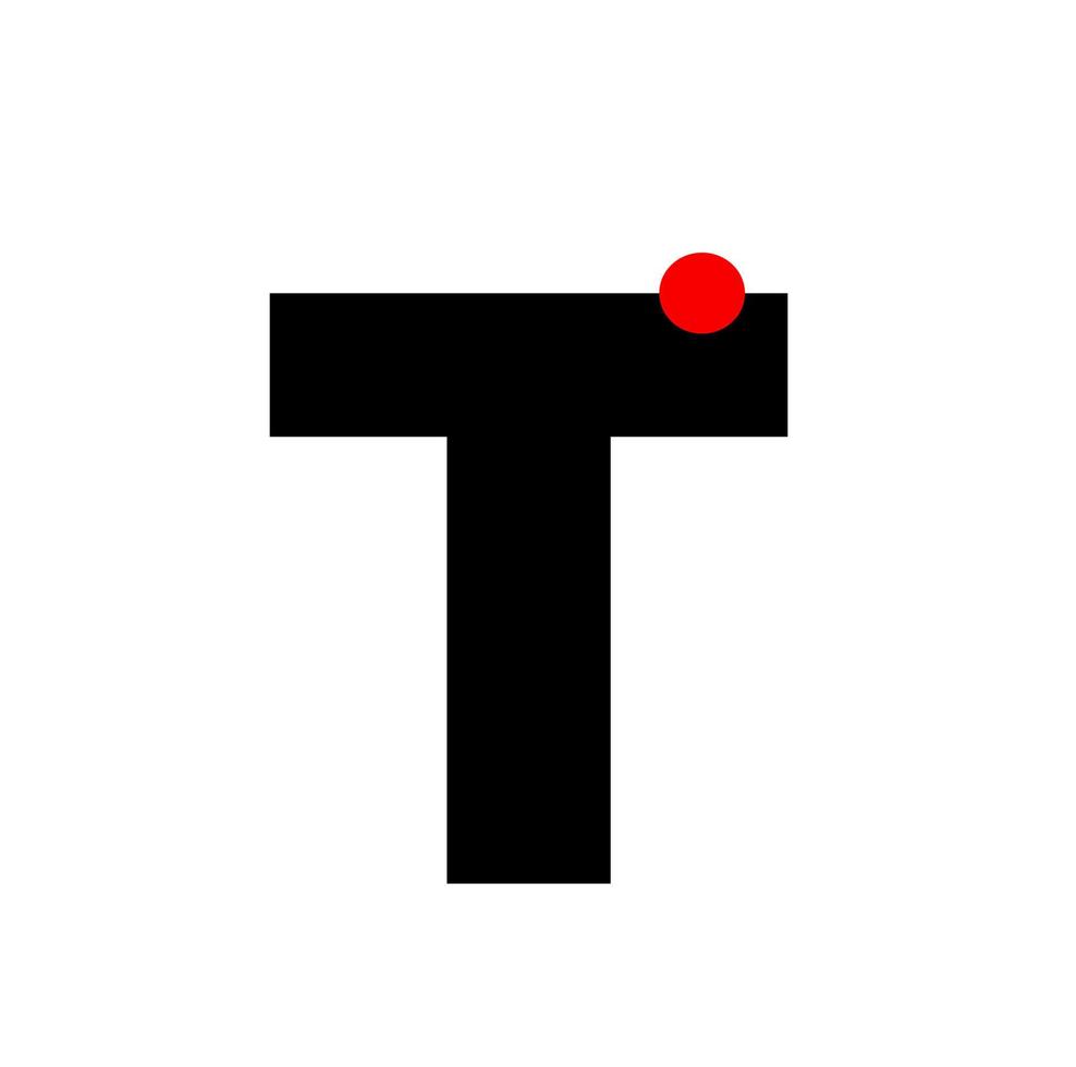 letra t con un rojo punto. t empresa monograma. vector