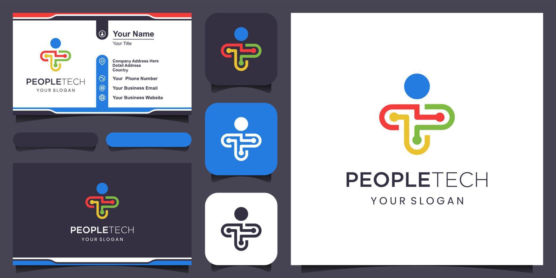 people tech Logo Template Design Vector