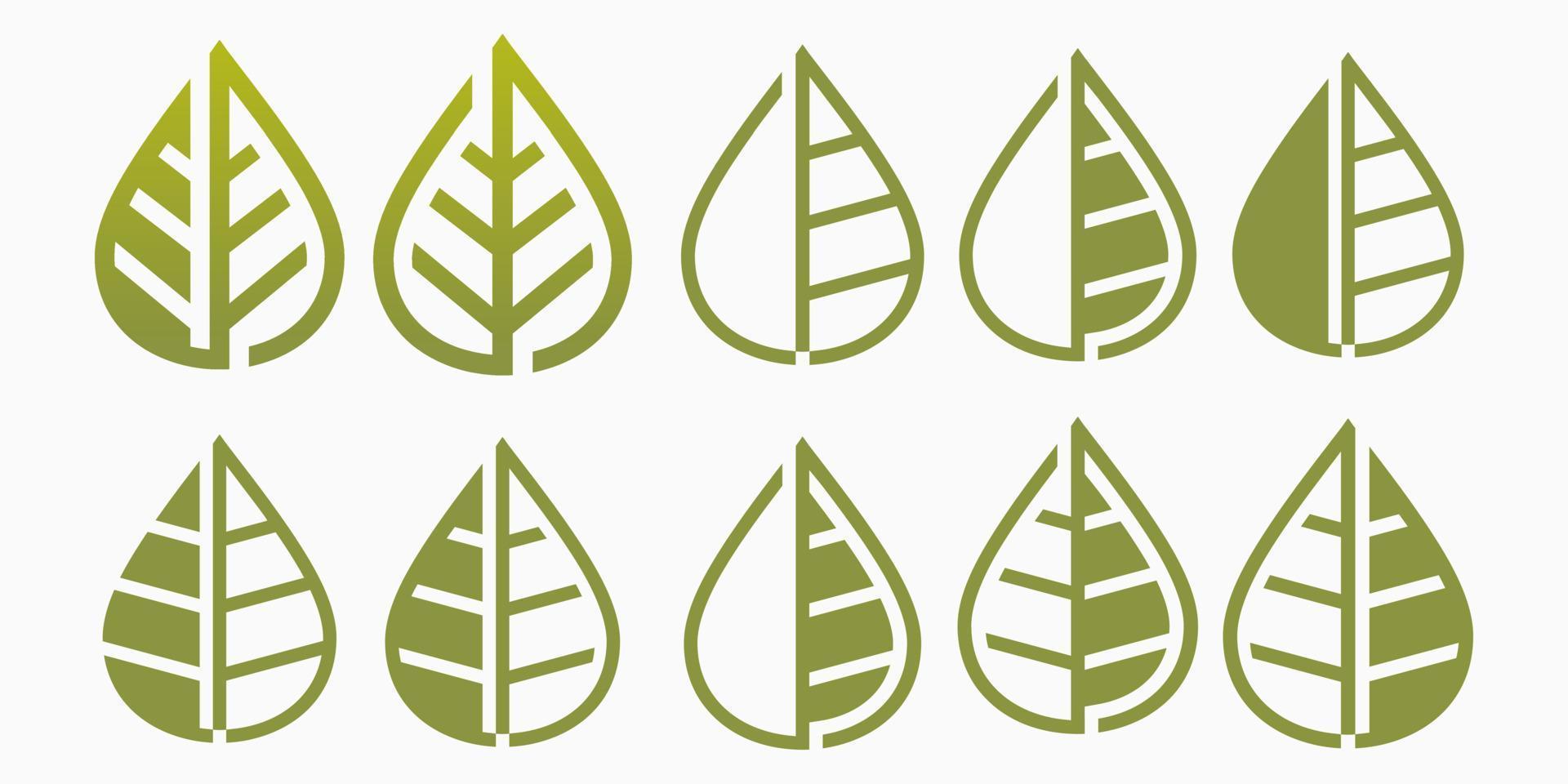 leaf drop logo icon set. minimalist leaves vector illustration.