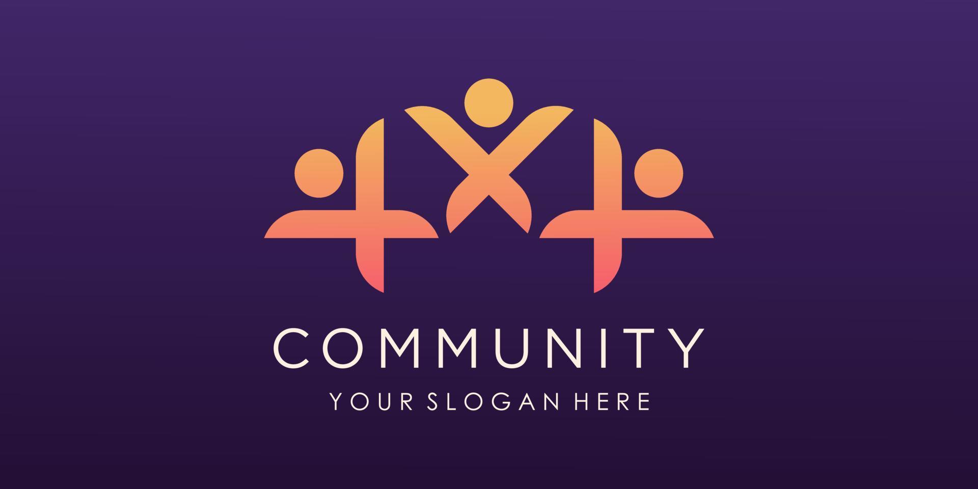 People community logo vector design. logo template can represent unity and solidarity in group