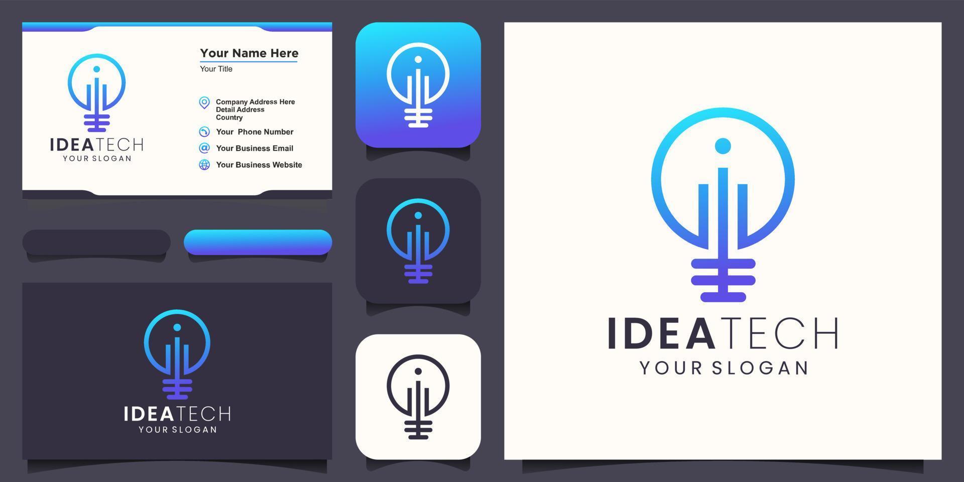 creativo inteligente bulbo lámpara logo icono y negocio tarjeta diseño . vector
