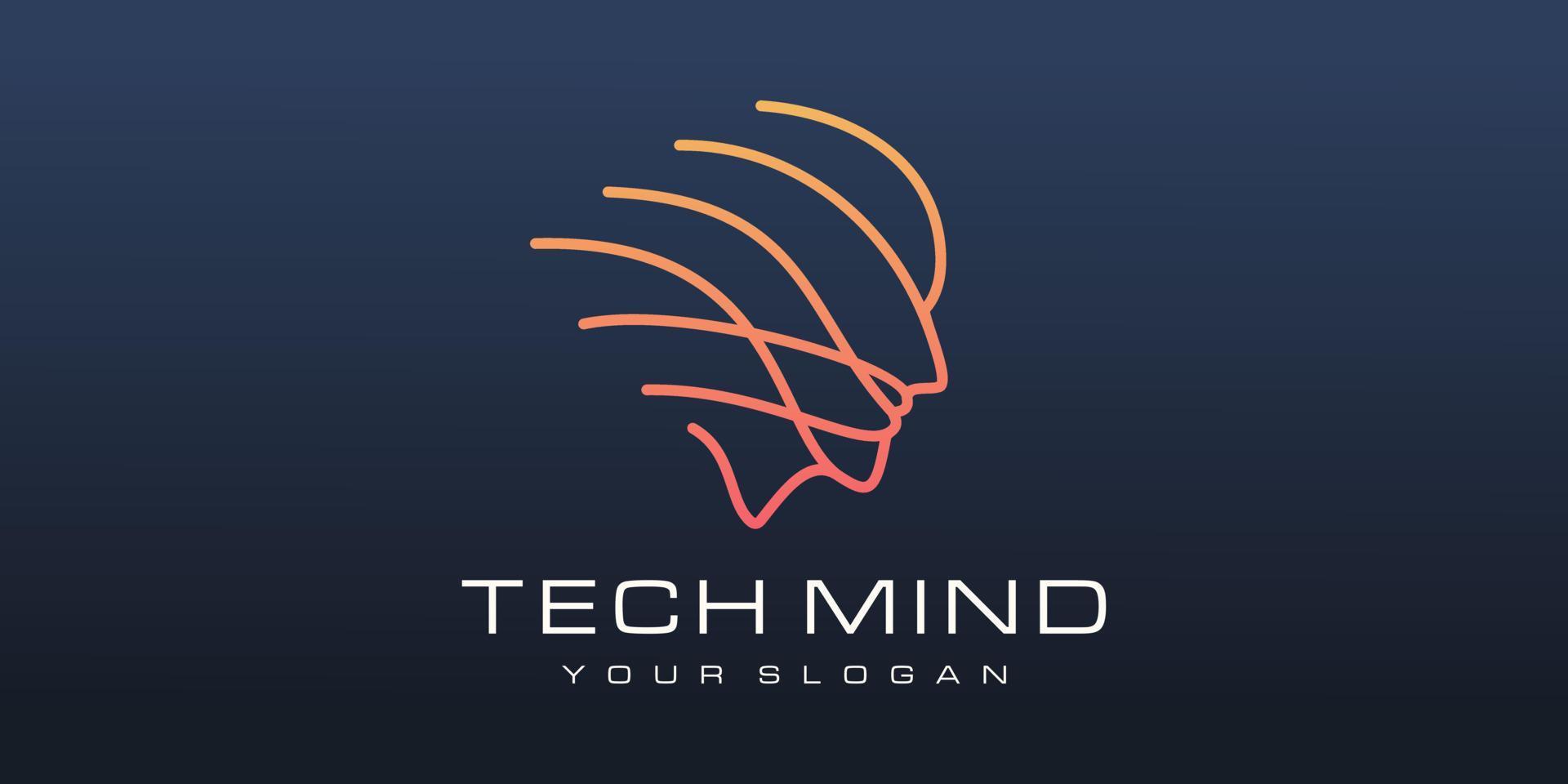 Head tech logo, robotic technology logo vector design inspiration