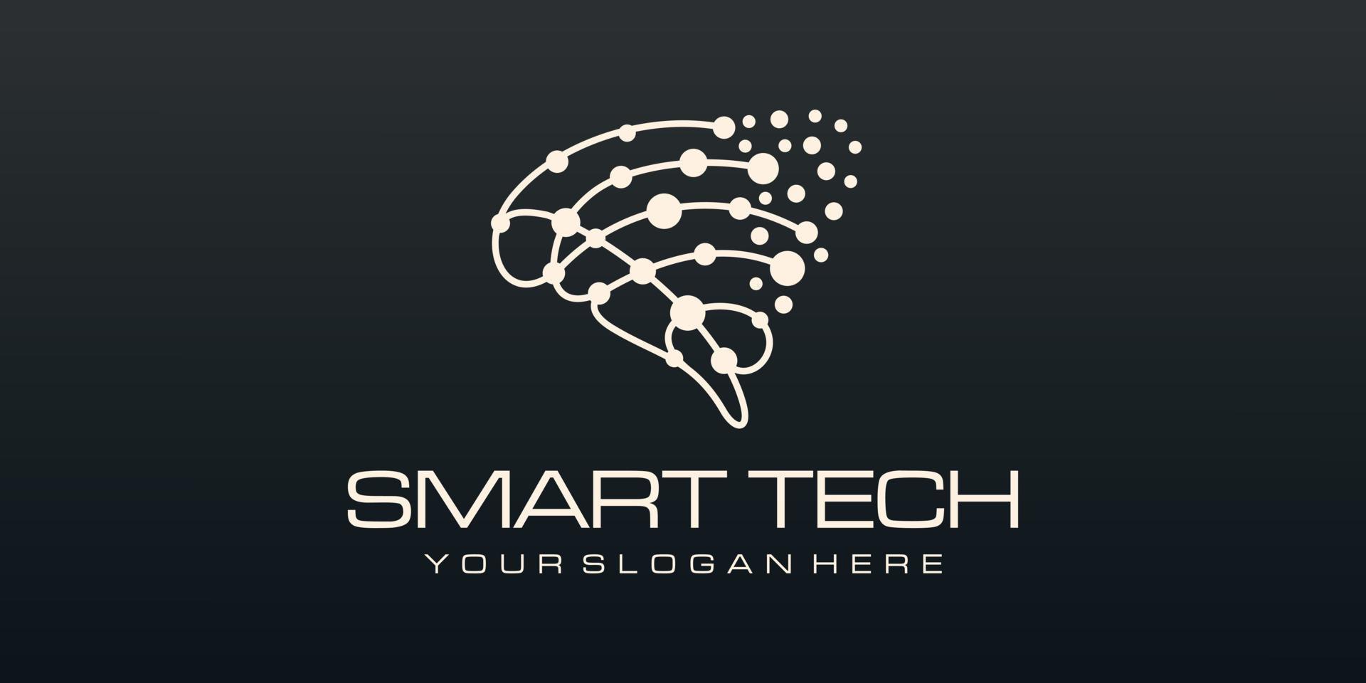 cerebro tecnología logo diseño. artificial inteligencia y tecnología logo vector diseño