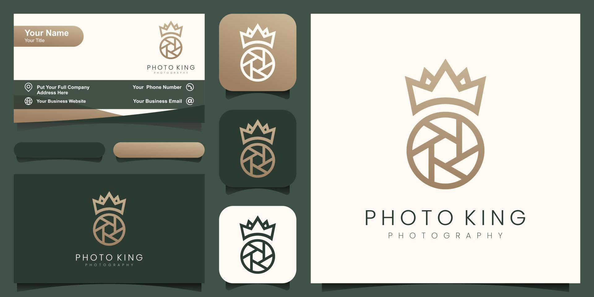 King Crown Queen Shutter Lens Aperture Camera Photography Logo Design Vector