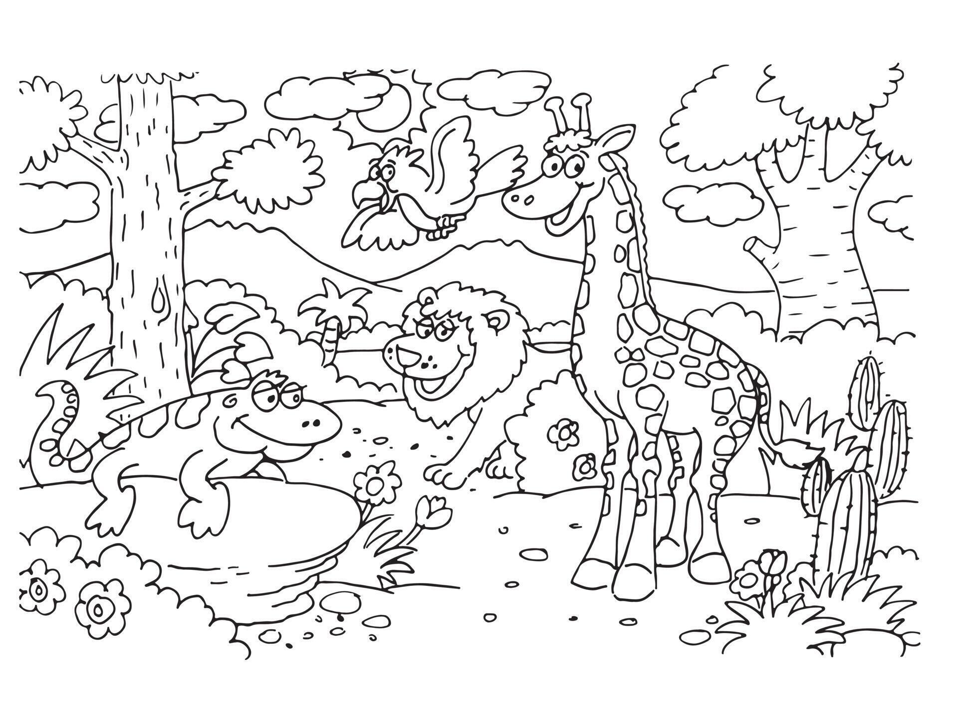 Line art of animals in the forest. Suitable for coloring book, coloring pages, etc 21580931