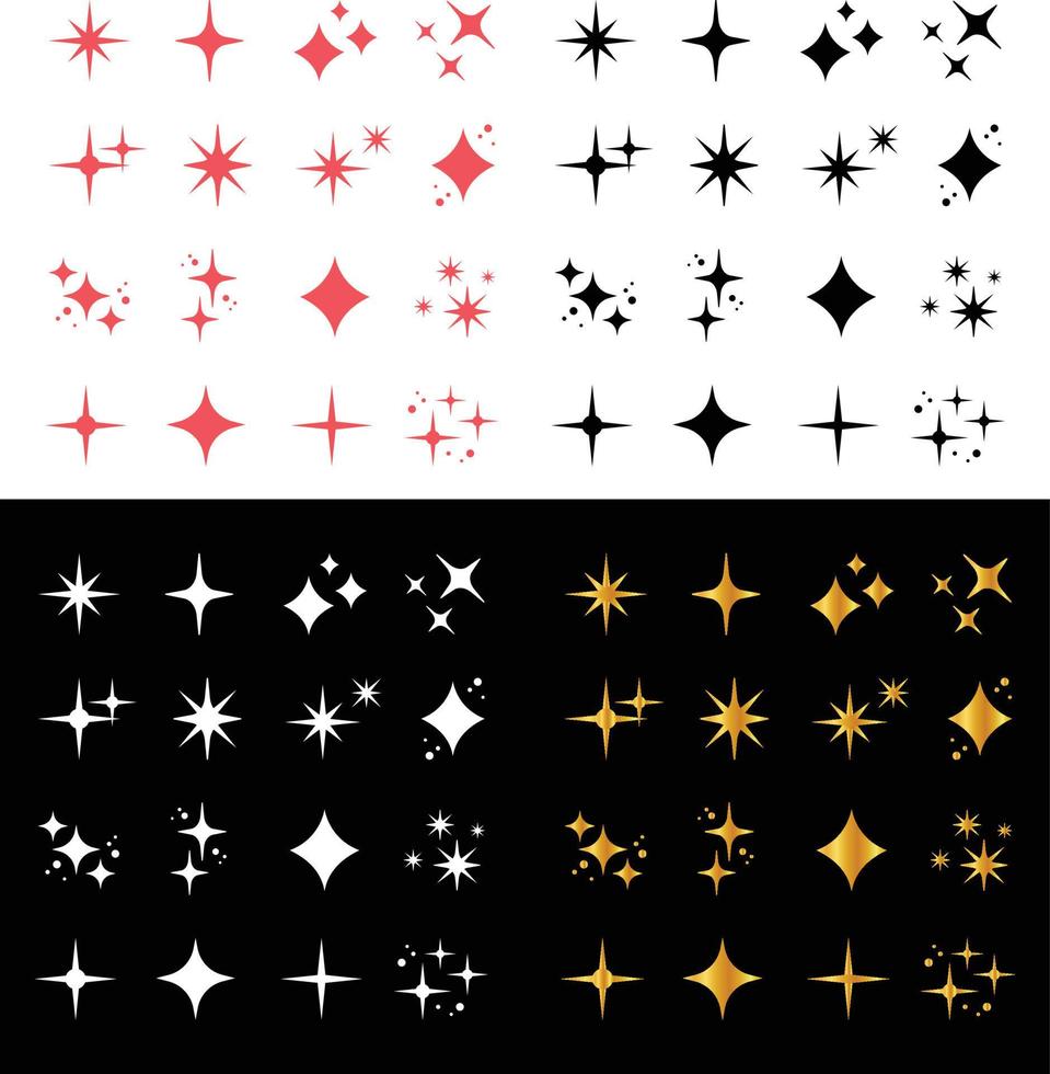 Collection of sparkling stars. Vector illustration for sticker, poster, art, decoration, poster, etc