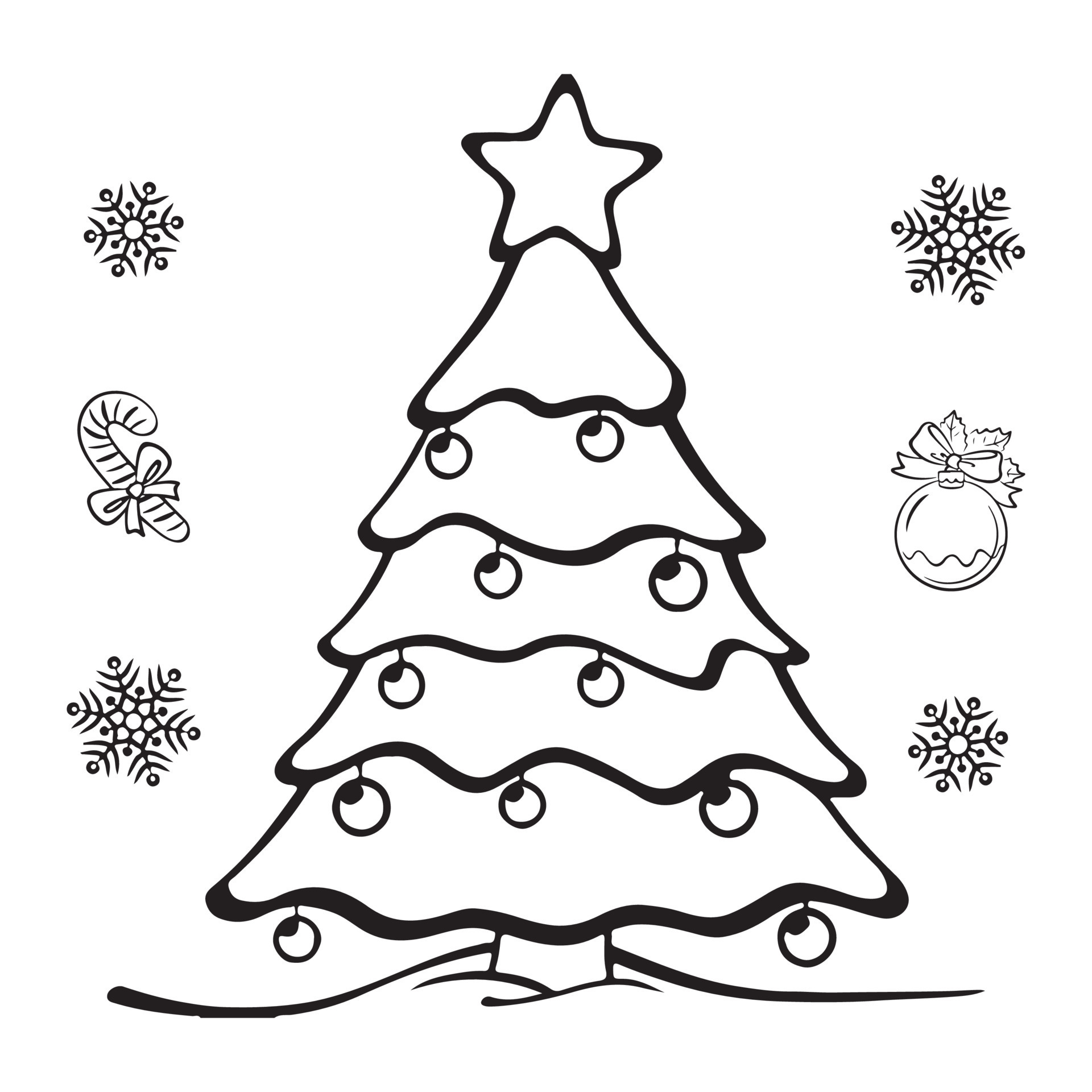 Vector illustration of christmas tree that suitable for coloring book ...