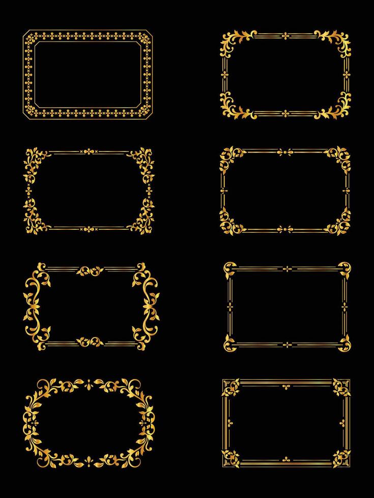 Vector illustration of golden engraving frame for poster, invitation, card, wedding, decoration, etc