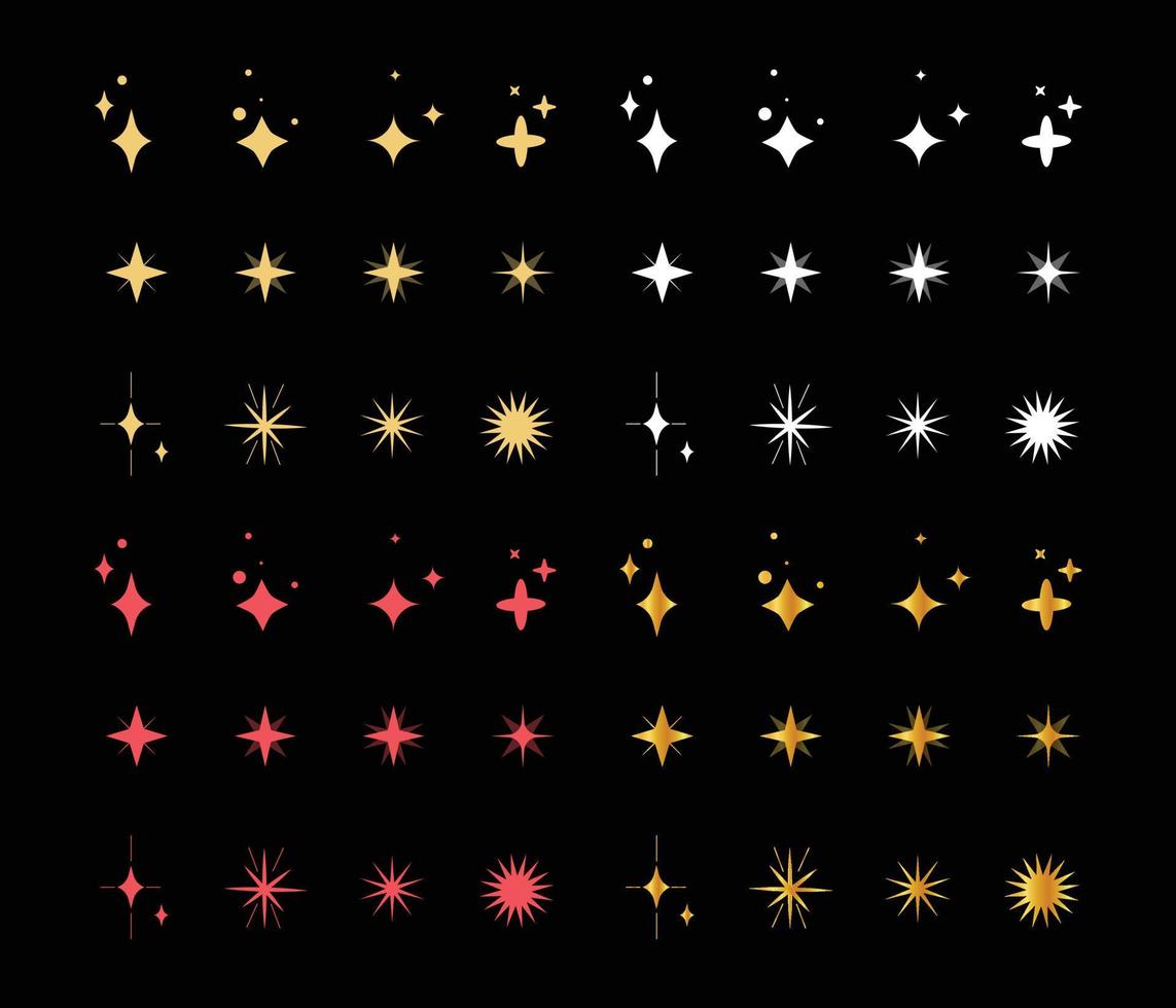 Collection of sparkling stars. Vector illustration for sticker, poster, art, decoration, poster, etc